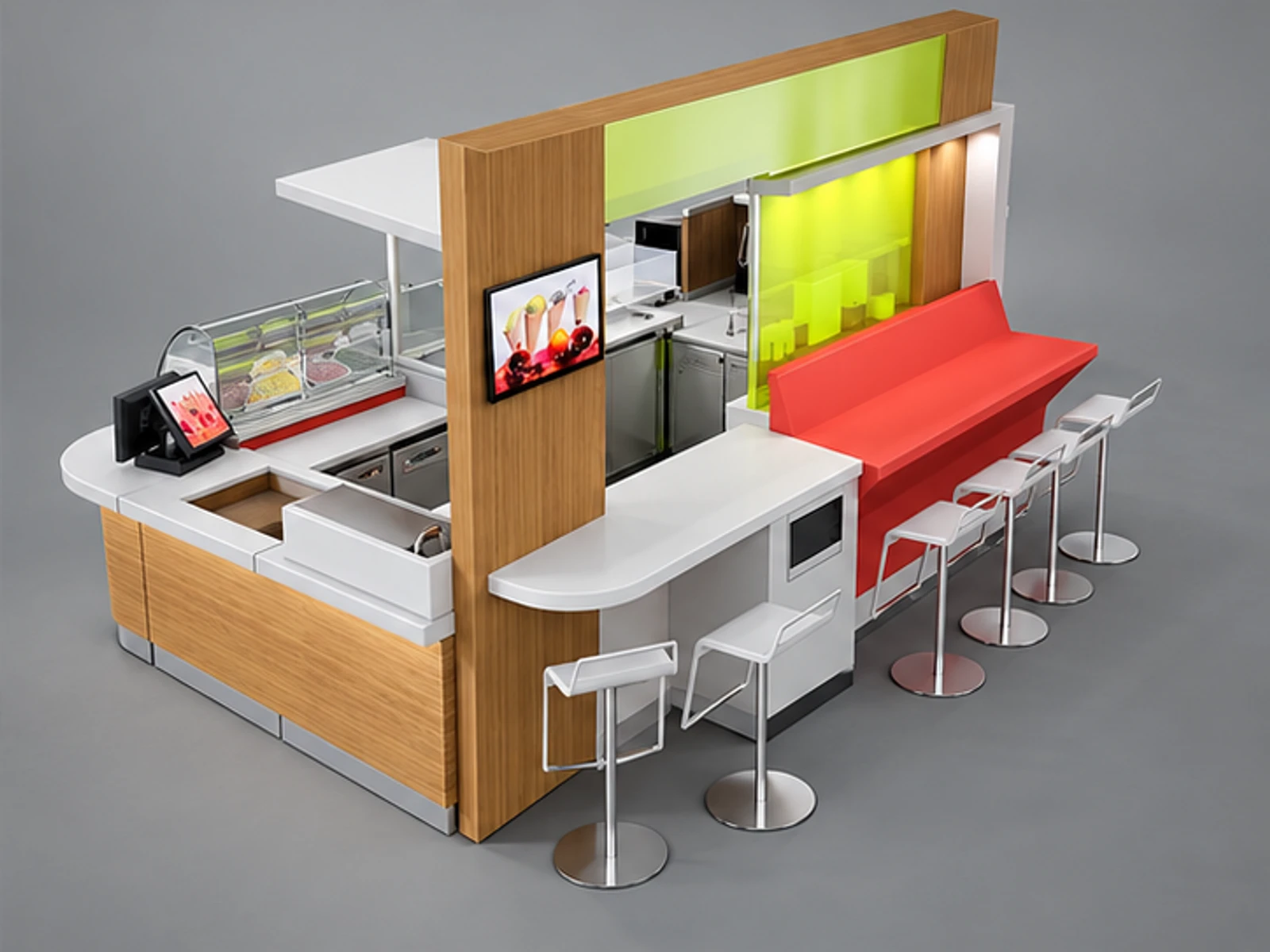Hot Selling Frozen Yogurt Display Stand & Ice Cream Display Stand for Sale staff-side equipment and storage view