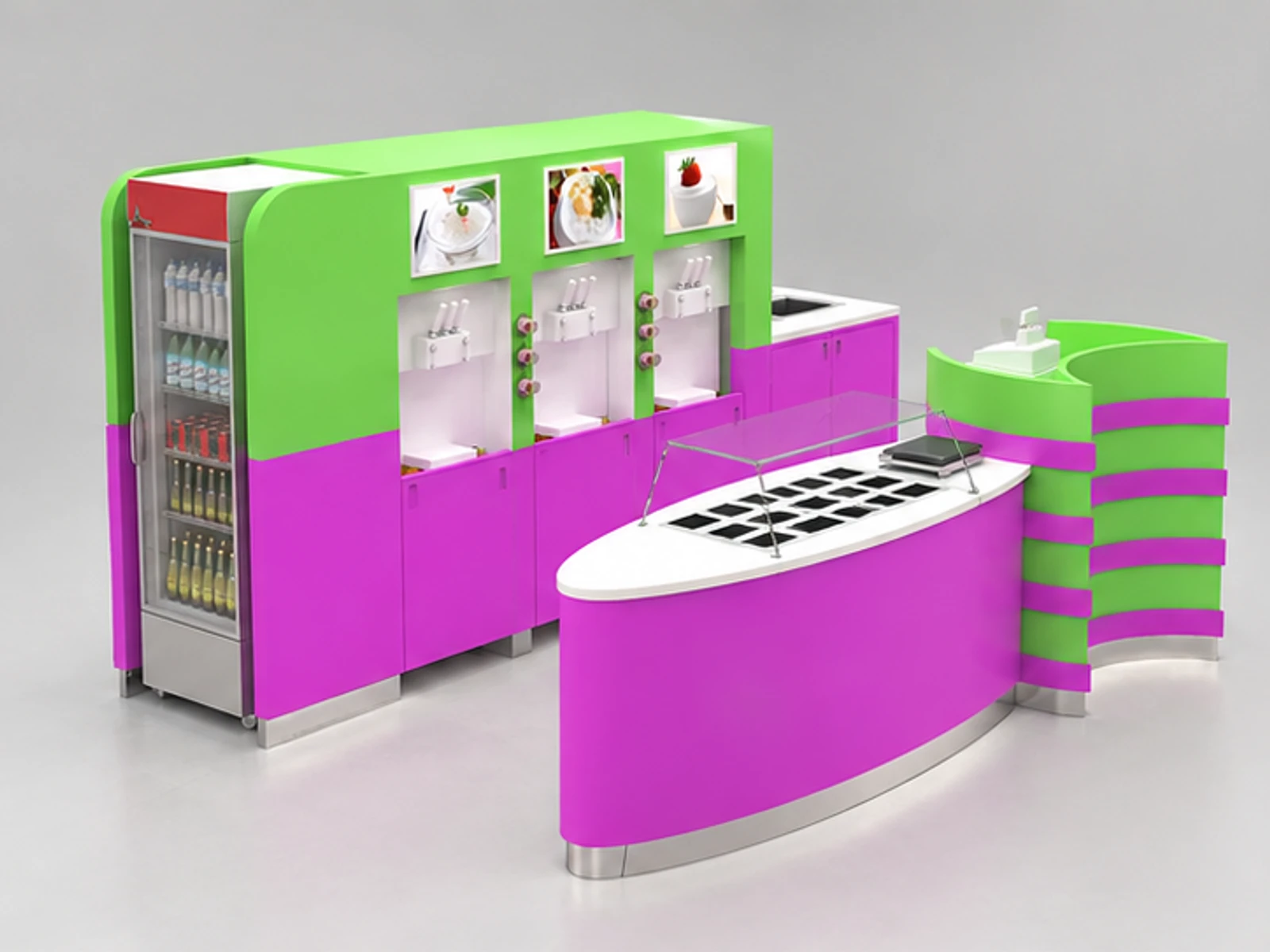 Self-service Yogurt Station Frozen Yogurt Mall Retail Kiosk main three-quarter view