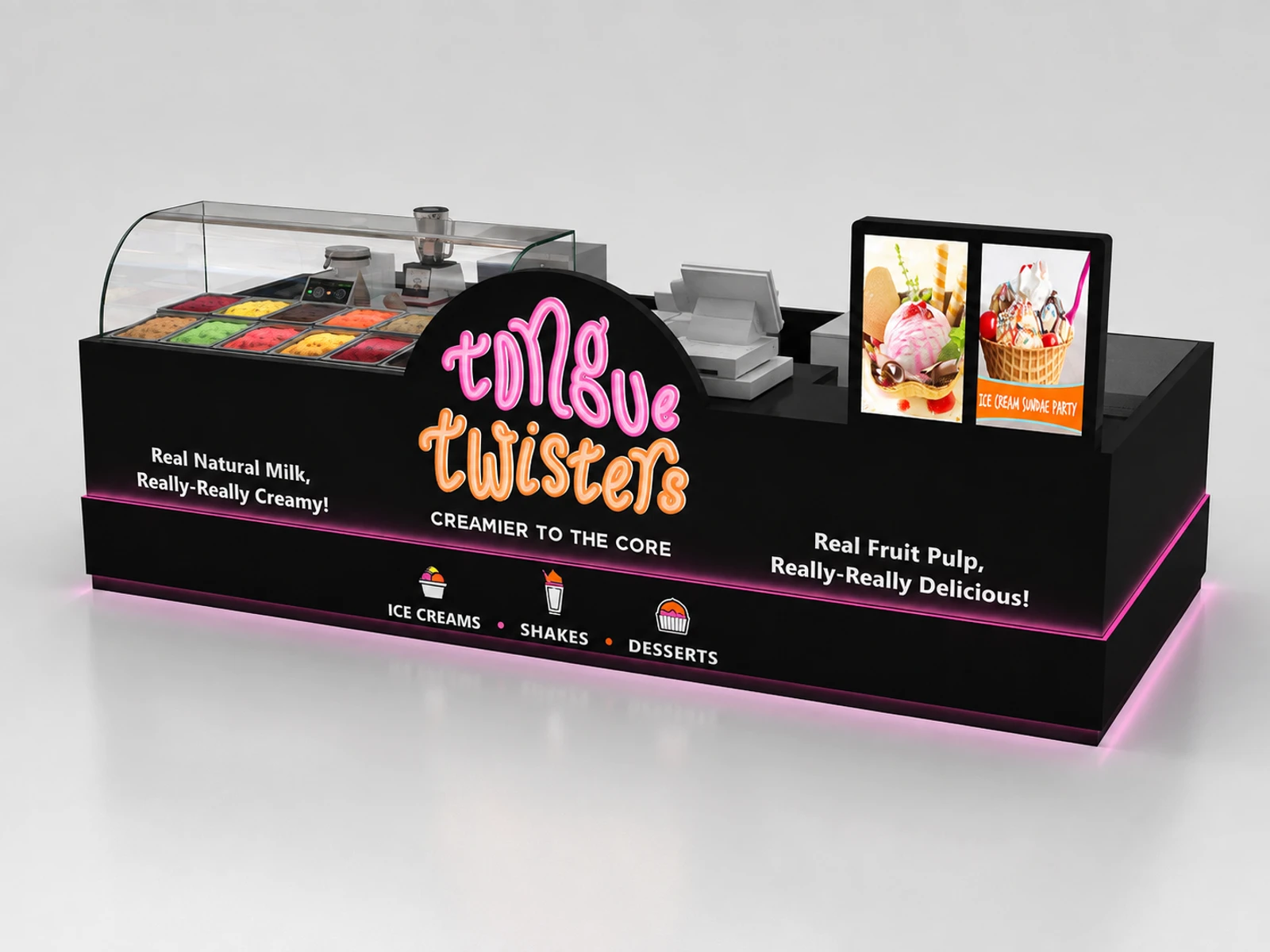 Attractive Food Kiosk Design Ice Cream Kiosk Ice Cream Display Counter in the mall for Sale — overall kiosk design