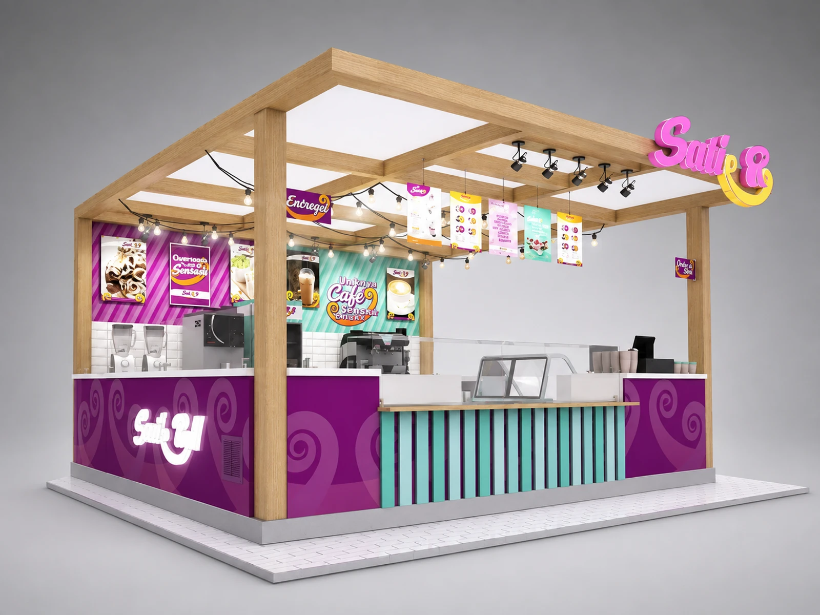 Attractive wooden roll ice cream booth ice cream kiosk design used in mall for sale — overall kiosk design