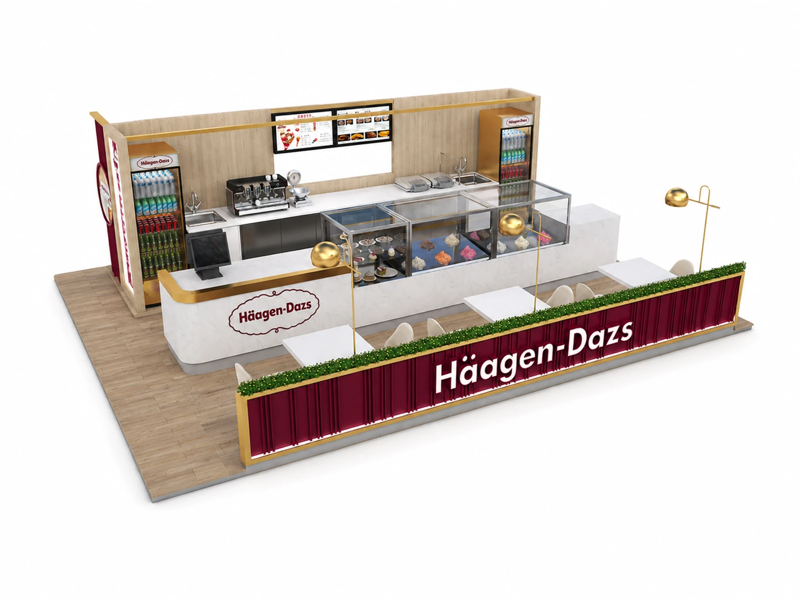 Charming Ice Cream Kiosk Design Stylish Coffee Booth DEsign for Mall on Sale — overall kiosk design