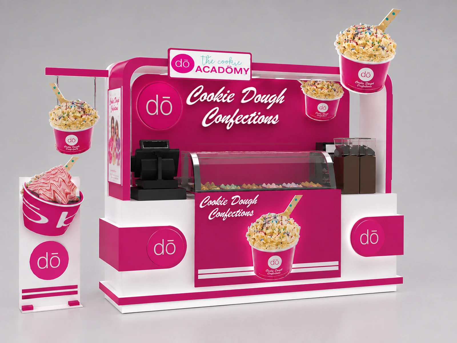 Charming Soft Ice Cream Kiosk Unique Sweet Food Smoothies Stand — overall kiosk design