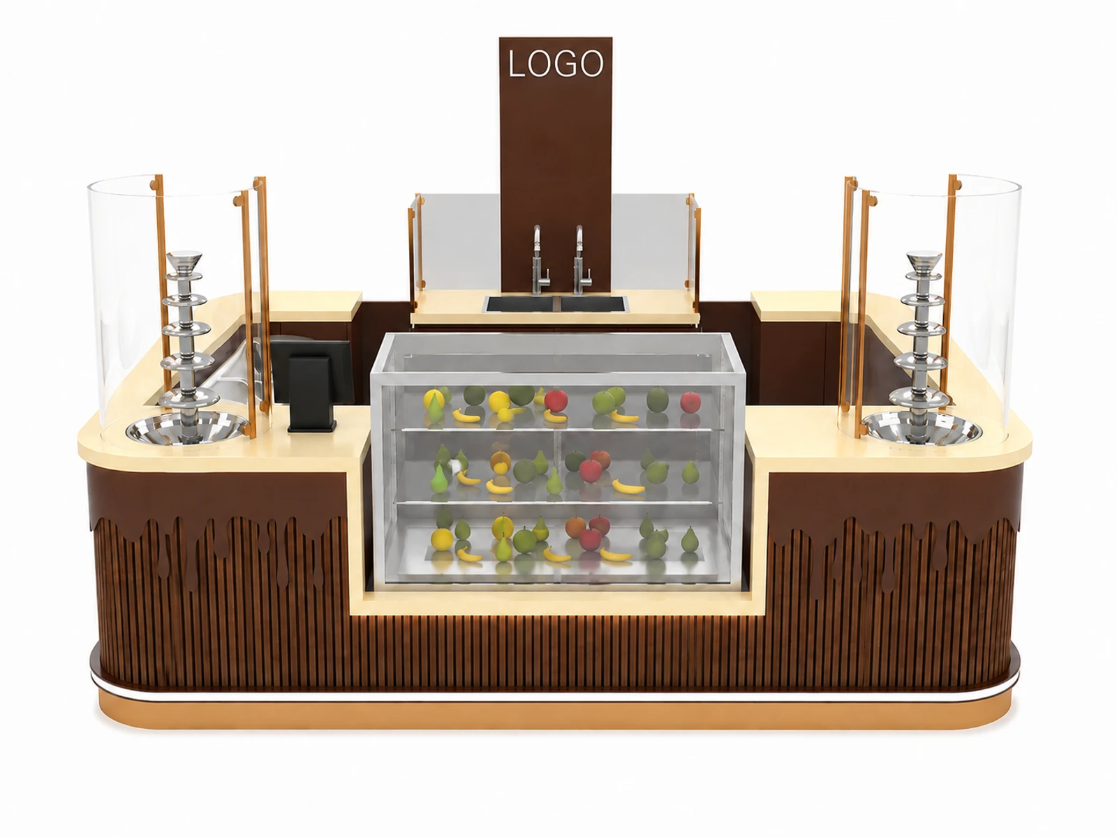 Chocolate Drip Design Ice Cream Kiosk Customized Food Kiosk for Sale — additional service-side perspective