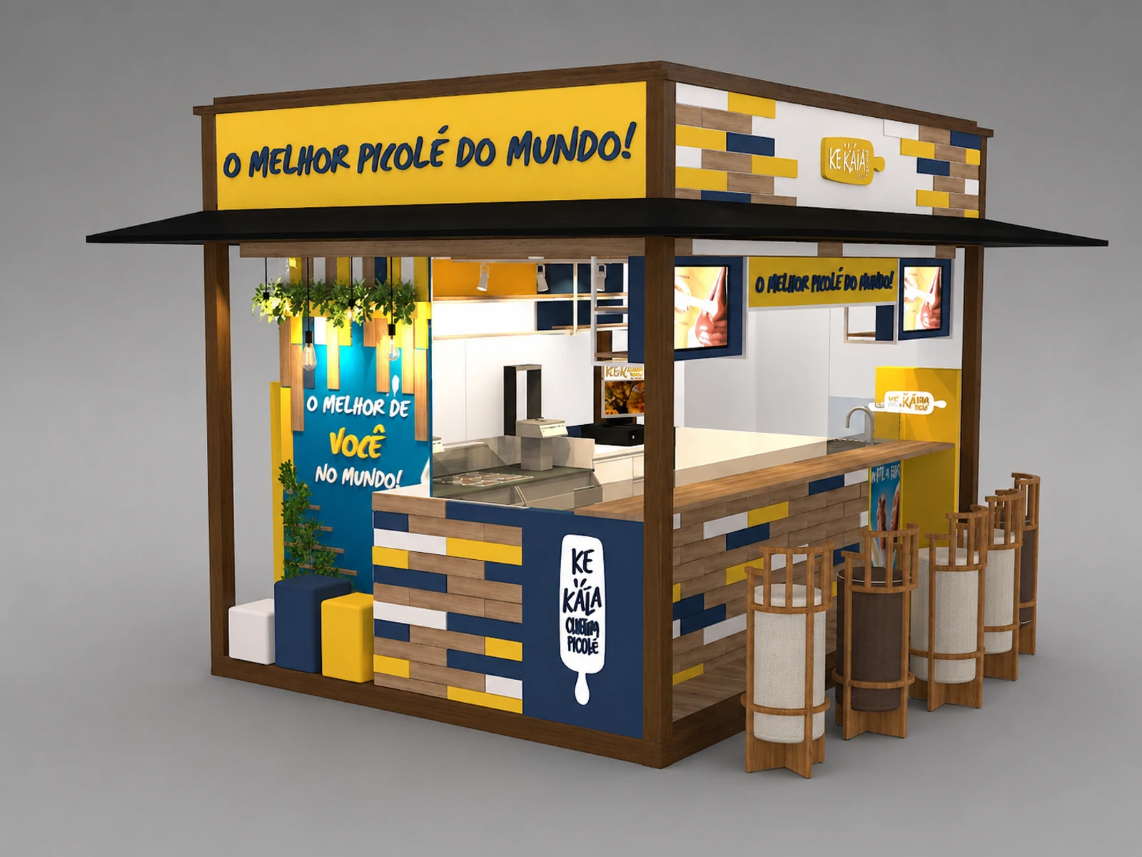 Colorful Ice Cream Kiosk New Custom Food Indoor Booth — overall kiosk design