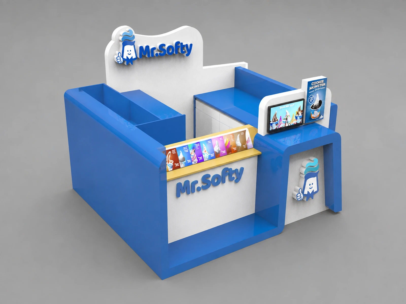 Creative 8*8Ft Ice Cream Kiosk Durable Soft Ice Cream Booth — alternate counter perspective