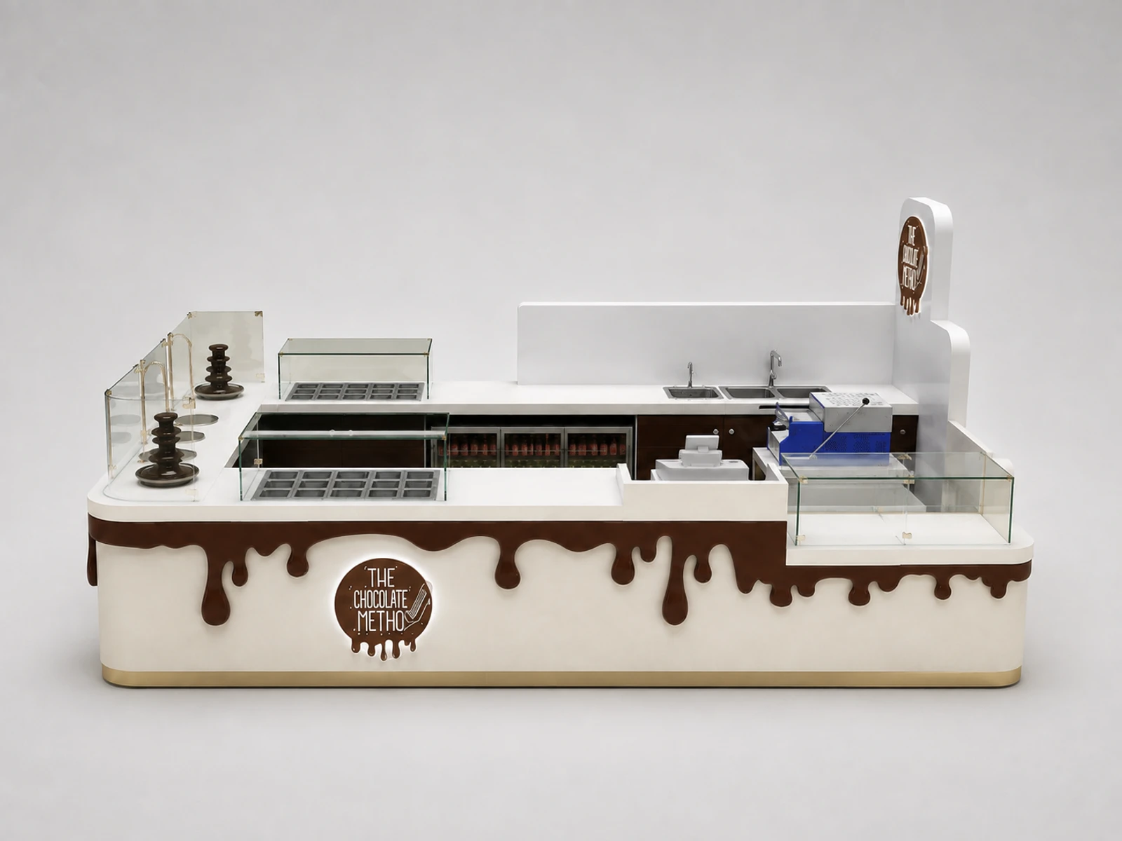 Creative chocolate ice cream kiosk frozen yogurt booth used in Australia — additional service-side perspective