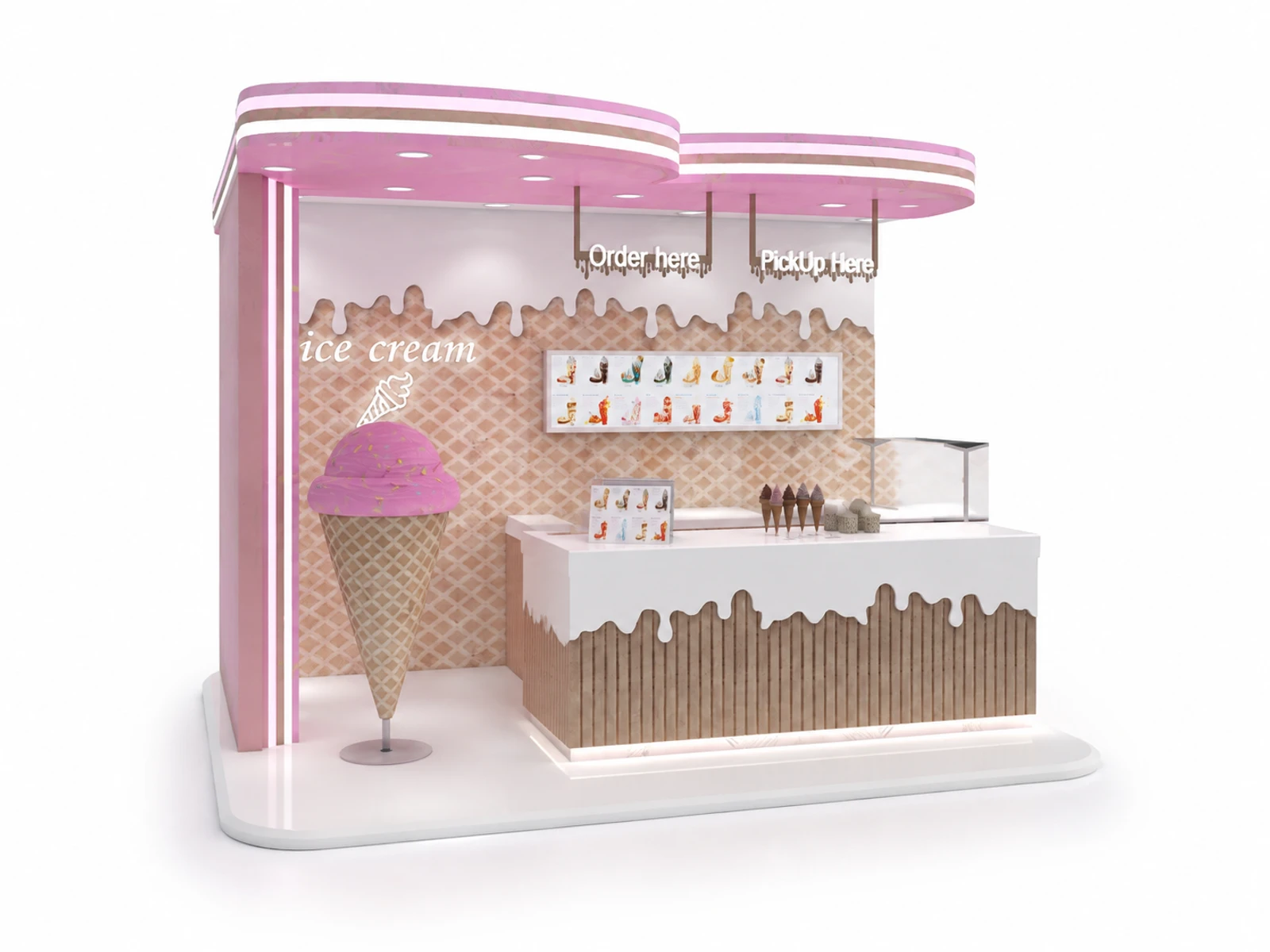 Creative Ice Cream Booth Design Mall Inside Ice Cream Kiosk Showcase — overall kiosk design