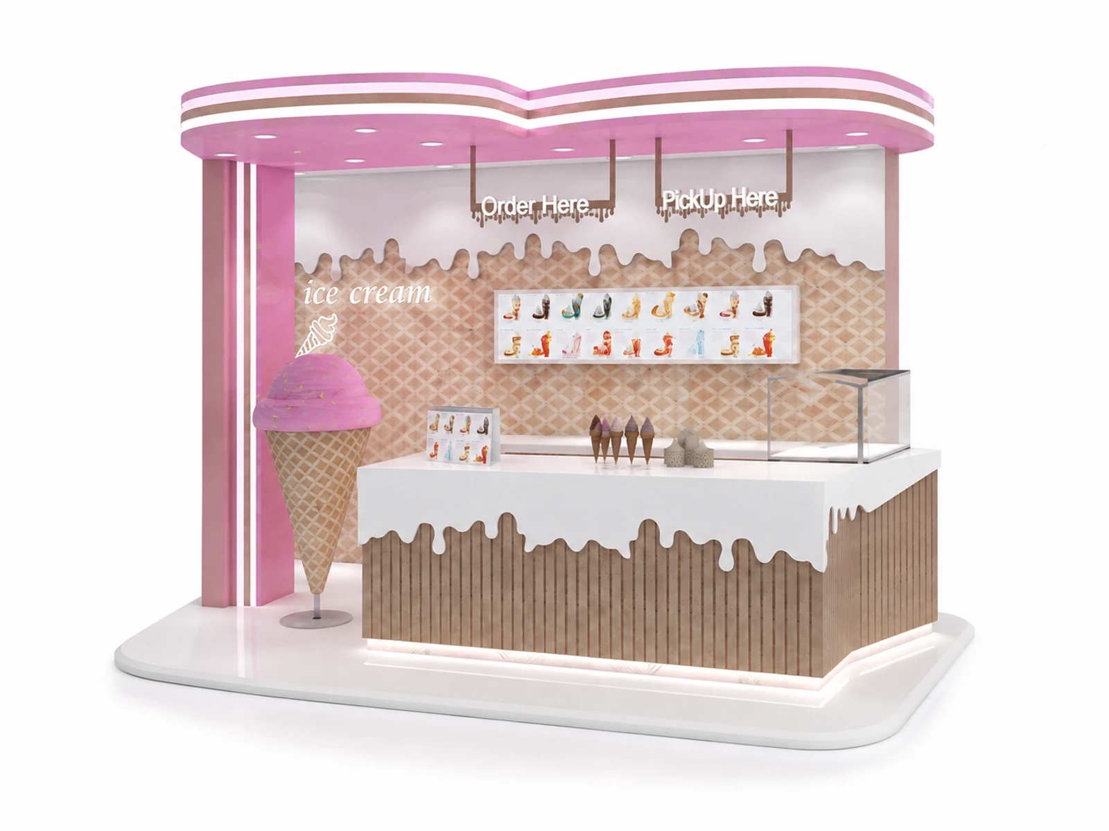 Creative Ice Cream Booth Design Mall Inside Ice Cream Kiosk Showcase — alternate counter perspective