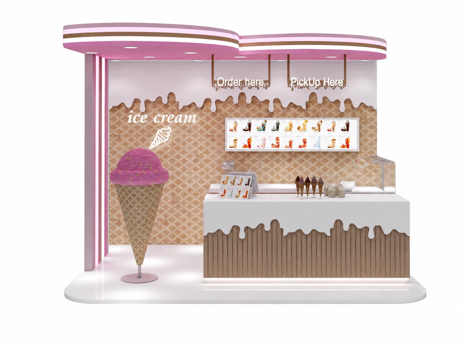 Creative Ice Cream Booth Design Mall Inside Ice Cream Kiosk Showcase — additional service-side perspective