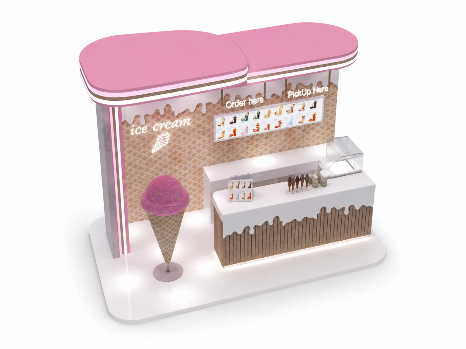 Creative Ice Cream Booth Design Mall Inside Ice Cream Kiosk Showcase — elevated layout view