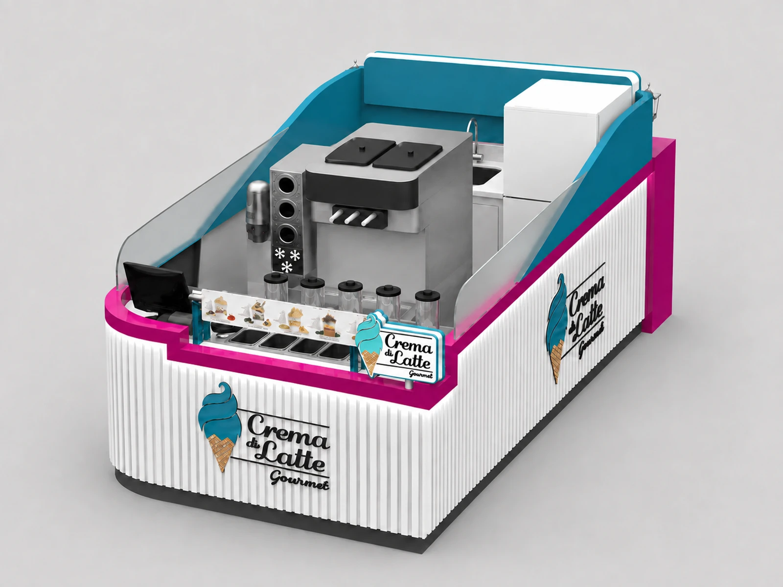 Creative Ice Cream Kiosk Mall Fast Food Smoothies Popsicle Kiosk — alternate counter perspective