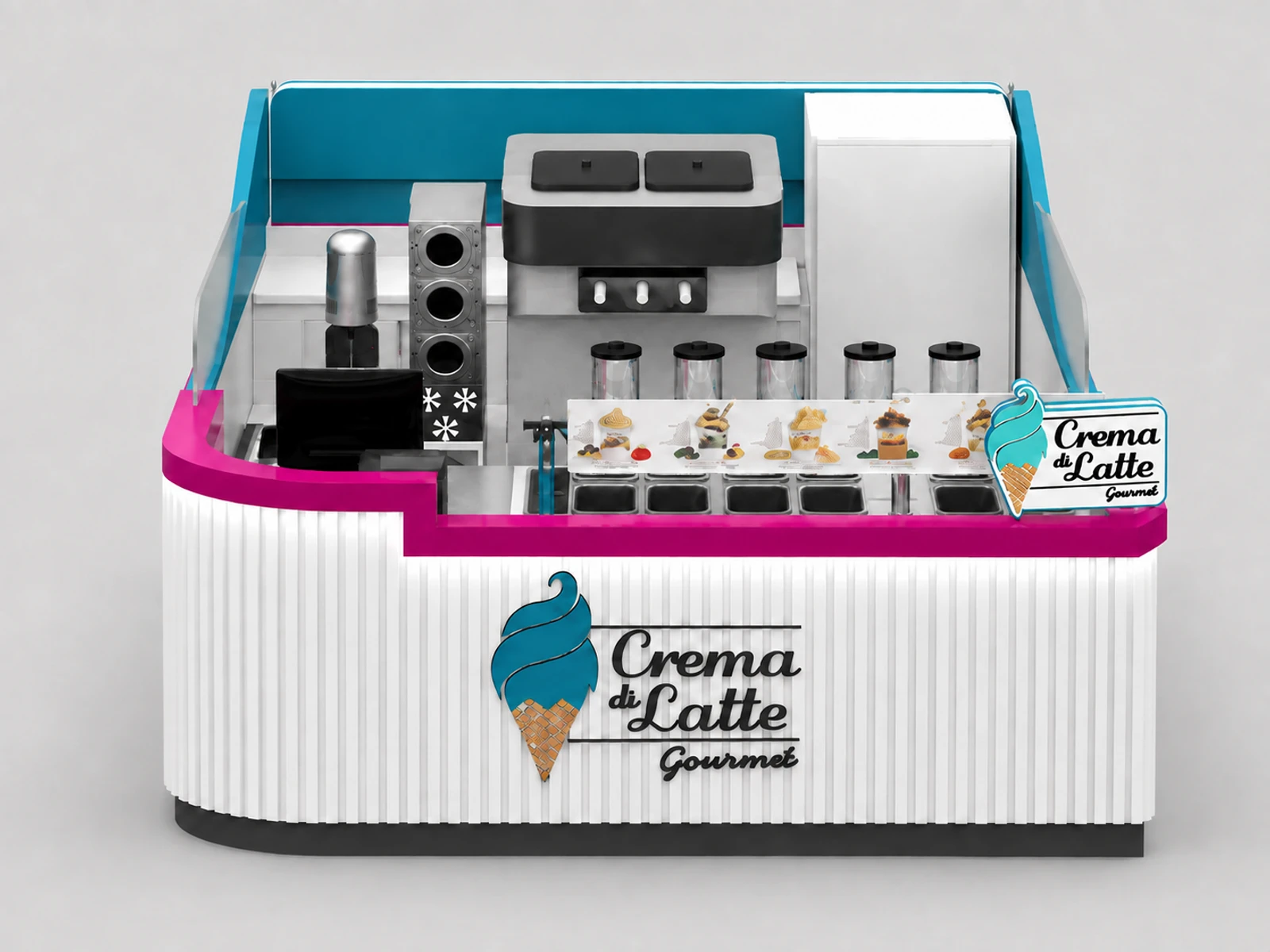 Creative Ice Cream Kiosk Mall Fast Food Smoothies Popsicle Kiosk — additional service-side perspective