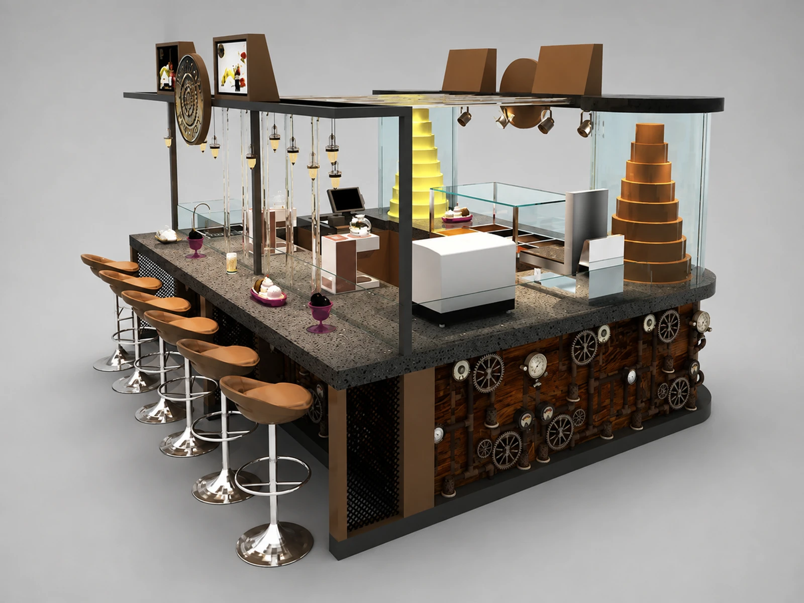 Custom Ice Cream Booth for Food Retail Counter | Popsicle Display Counter for Sale — overall kiosk design