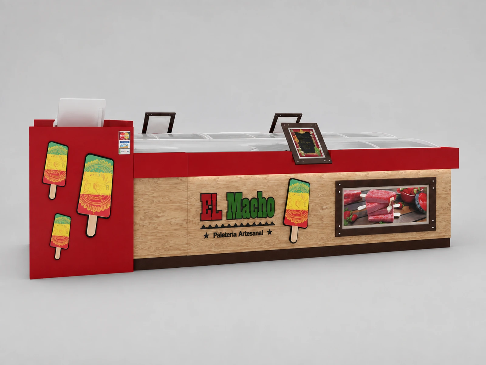 Customized Popsicle Display Counter & Ice Cream Kiosk with Unique Design in Retail Store for Sale — alternate counter perspective