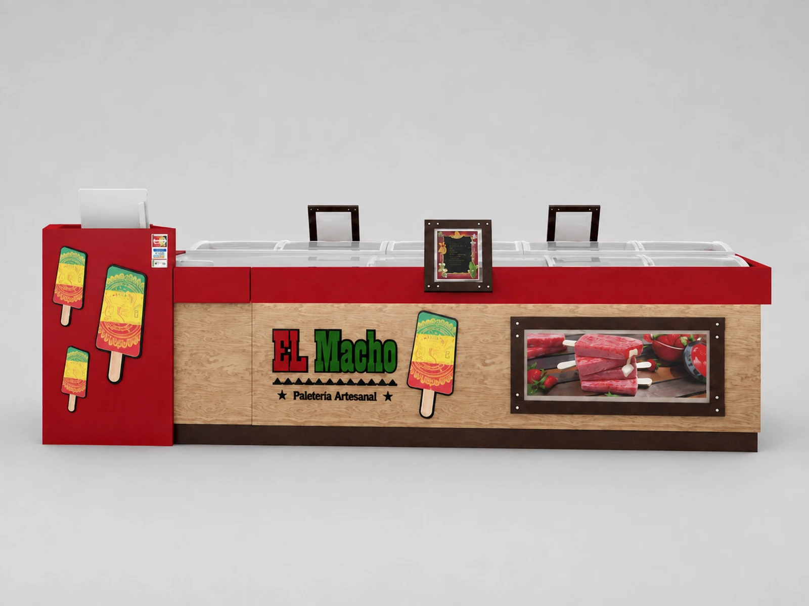 Customized Popsicle Display Counter & Ice Cream Kiosk with Unique Design in Retail Store for Sale — additional service-side perspective