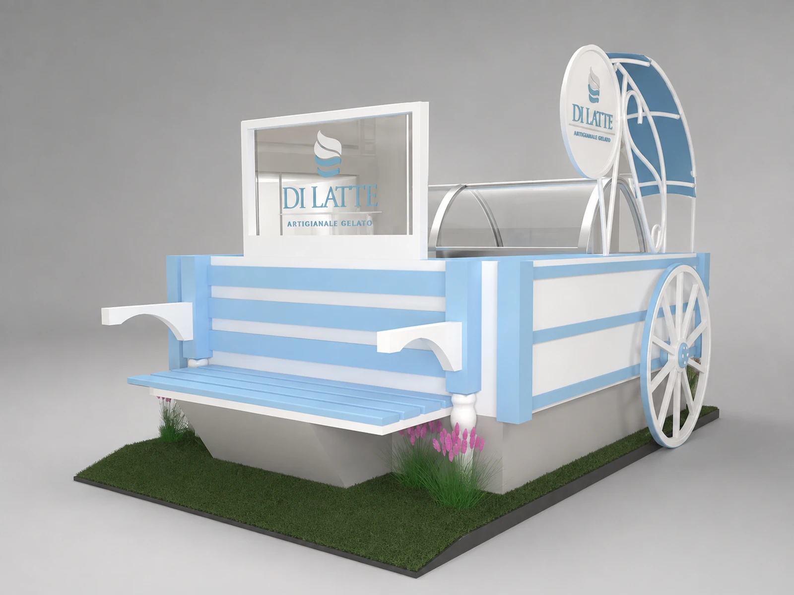 Factory Direct Sale Ice Cream Shop Stands& Gelato Display Counter for Food Retail Kiosk for Sale — overall kiosk design