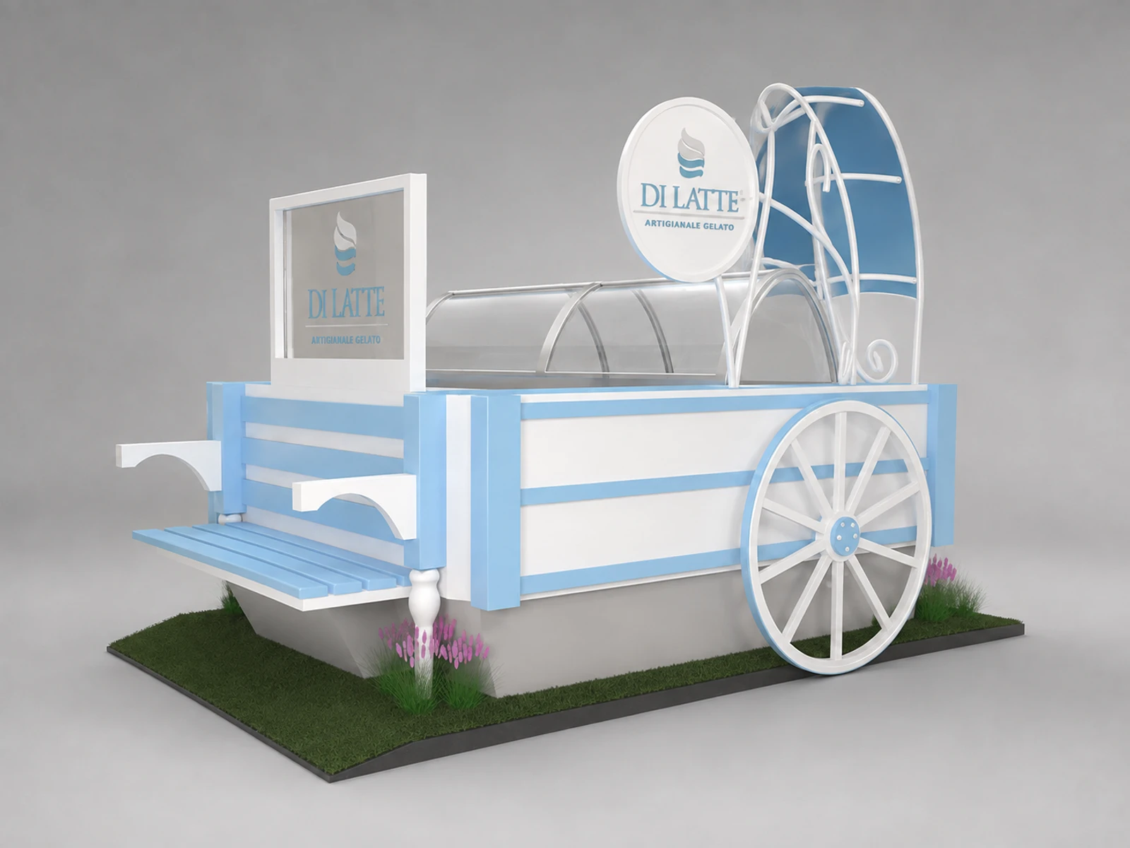 Factory Direct Sale Ice Cream Shop Stands& Gelato Display Counter for Food Retail Kiosk for Sale — alternate counter perspective