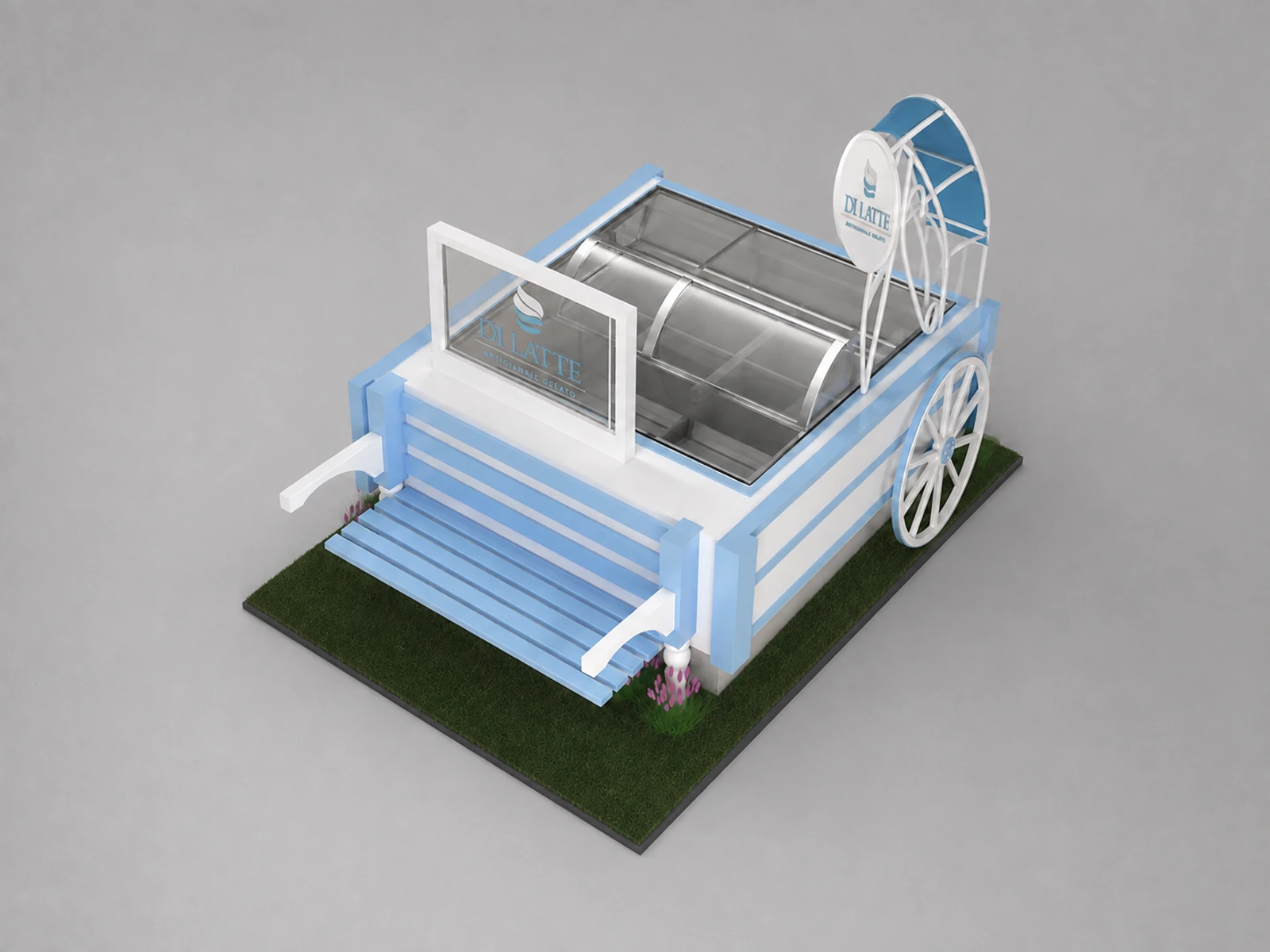 Factory Direct Sale Ice Cream Shop Stands& Gelato Display Counter for Food Retail Kiosk for Sale — elevated layout view