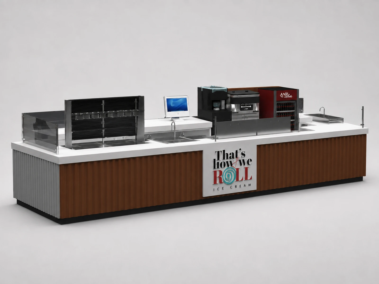 Factory Price Ice Cream Kiosk Retail Food Stand | Portable Frozen Yogurt Shop in Mall for Sale — alternate counter perspective