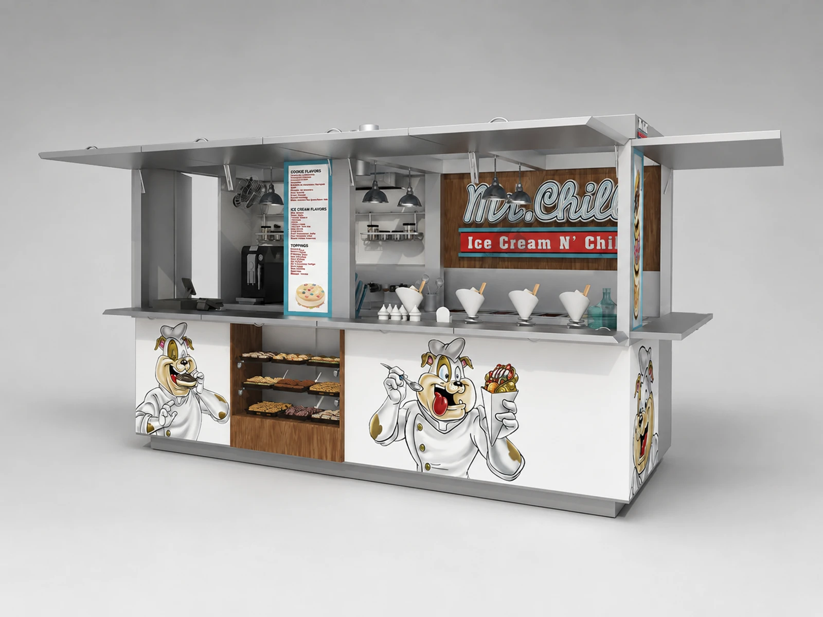 Fancy Ice Cream Indoor Booth New Custom Ice Cream Stall — overall kiosk design
