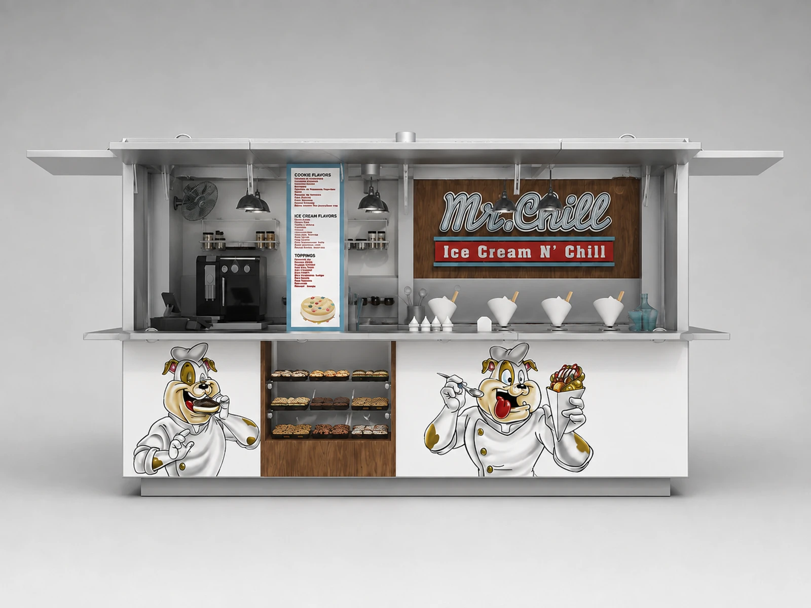 Fancy Ice Cream Indoor Booth New Custom Ice Cream Stall — additional service-side perspective