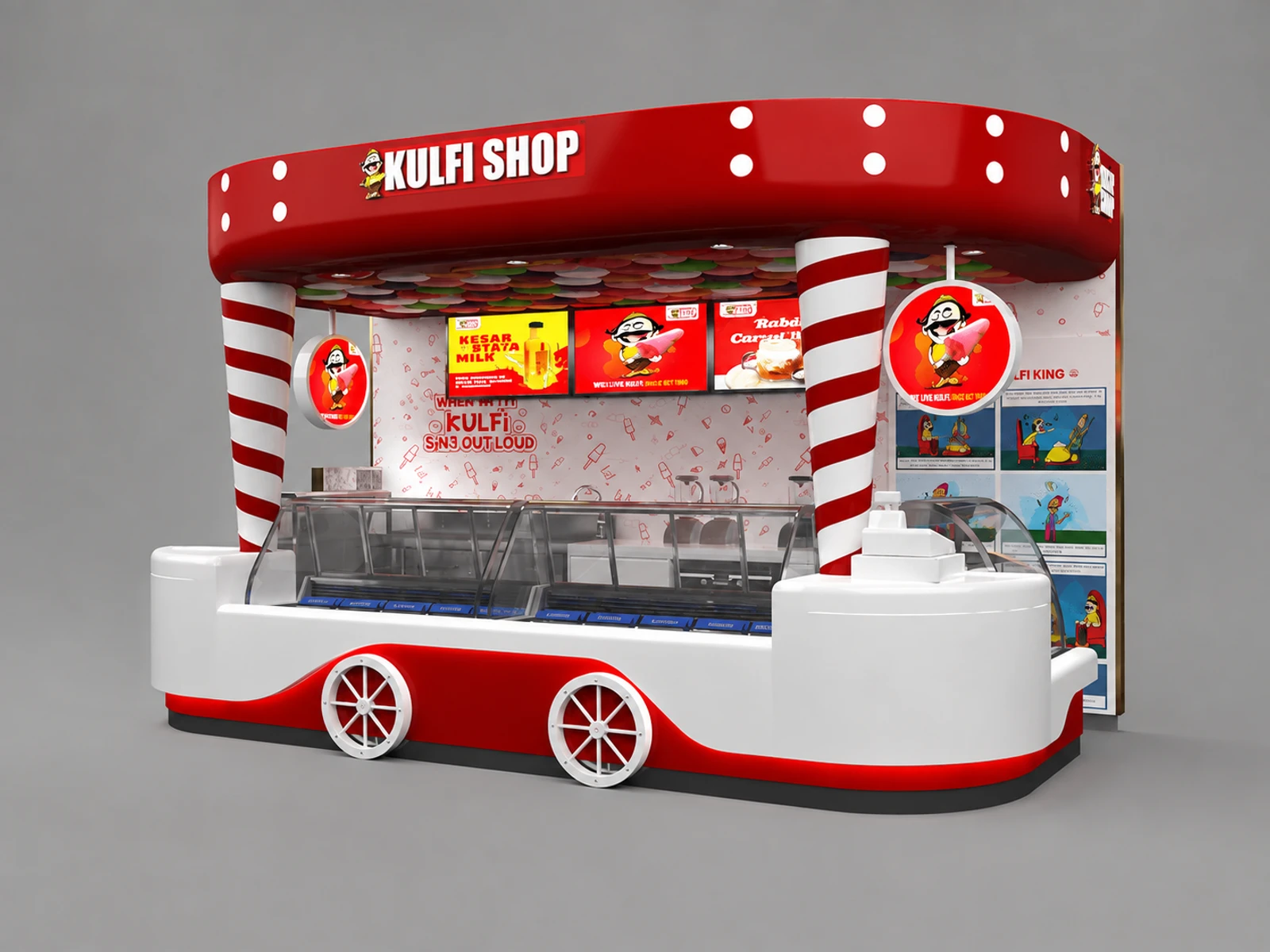 Fantastic ice cream booth design wooden fast food kiosk for sale — overall kiosk design