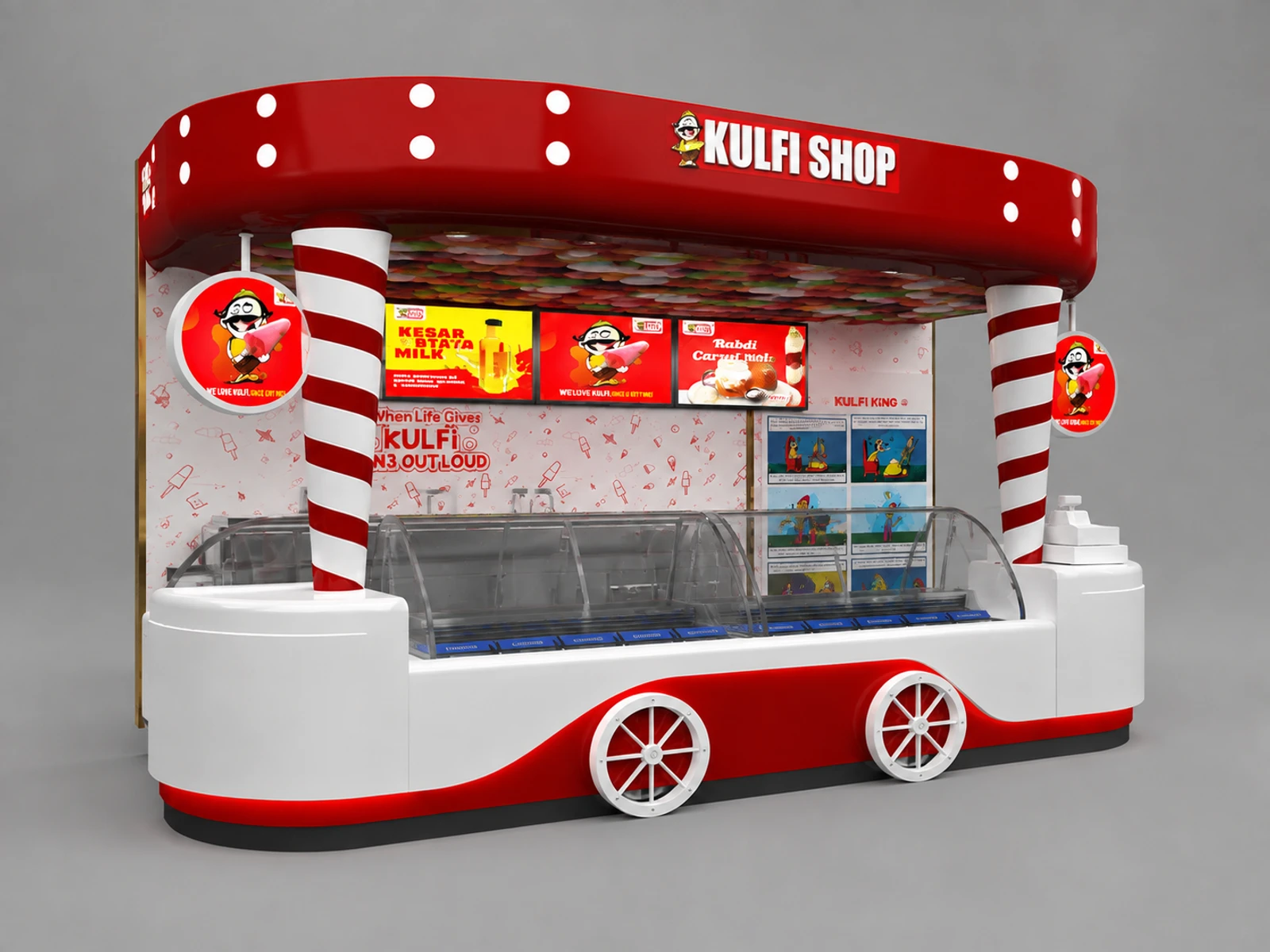 Fantastic ice cream booth design wooden fast food kiosk for sale — alternate counter perspective