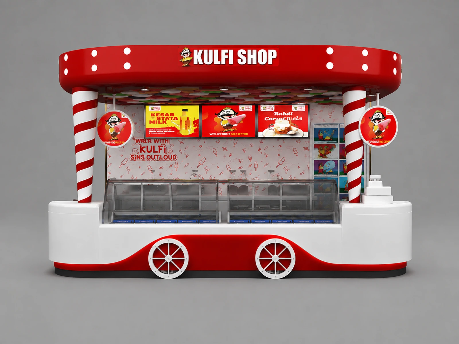 Fantastic ice cream booth design wooden fast food kiosk for sale — additional service-side perspective