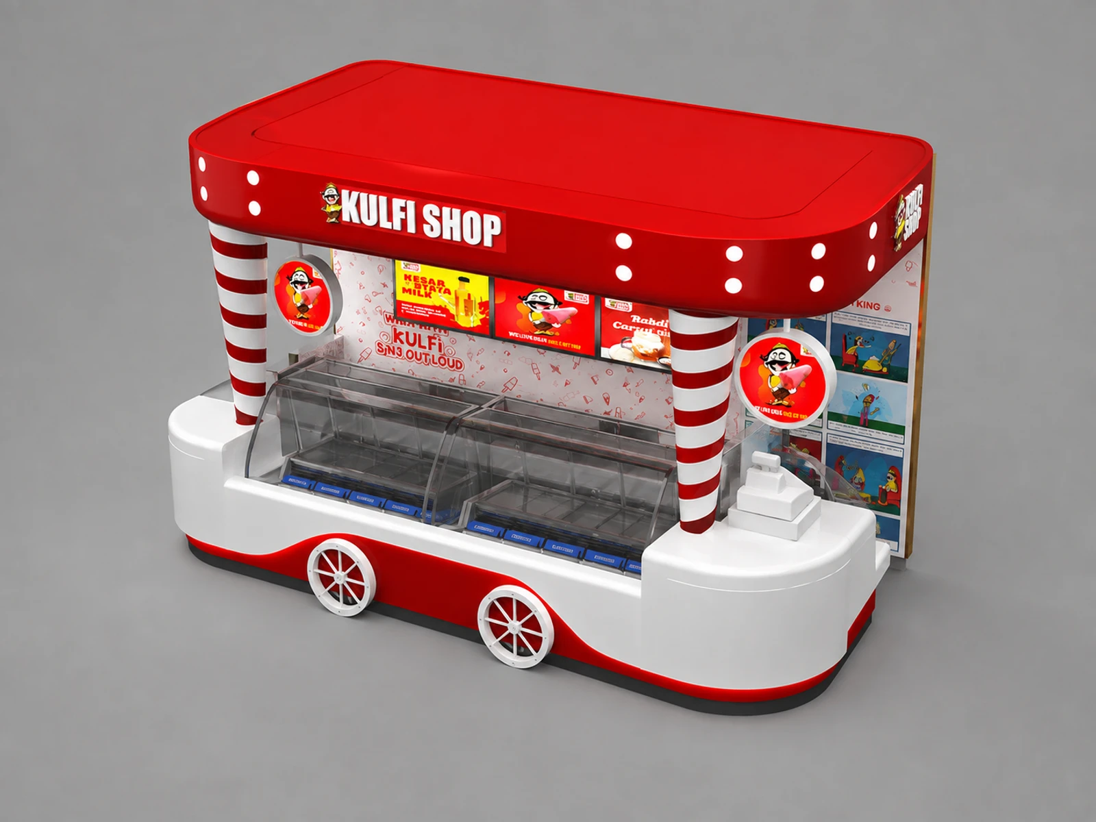 Fantastic ice cream booth design wooden fast food kiosk for sale — elevated layout view