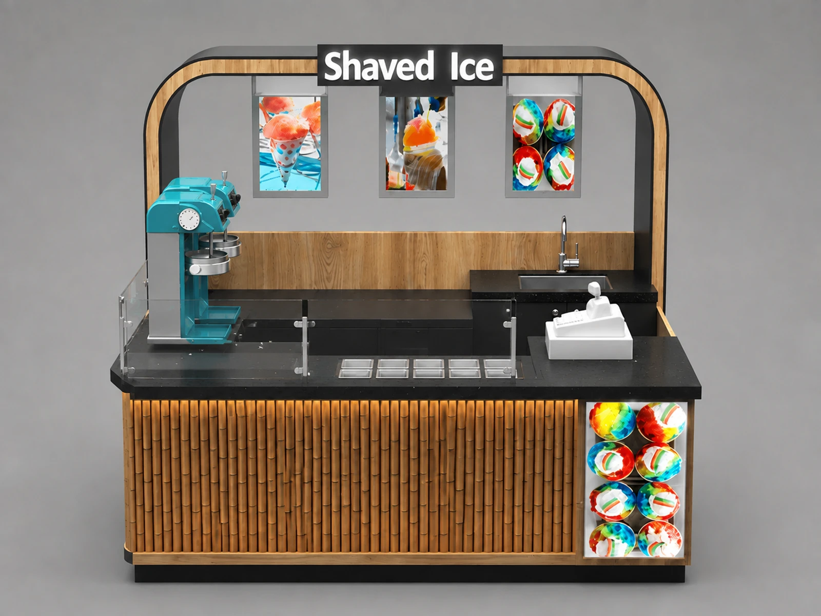 Fantastic shaved ice kiosk design ice cream cone booth used in mall for sale — additional service-side perspective
