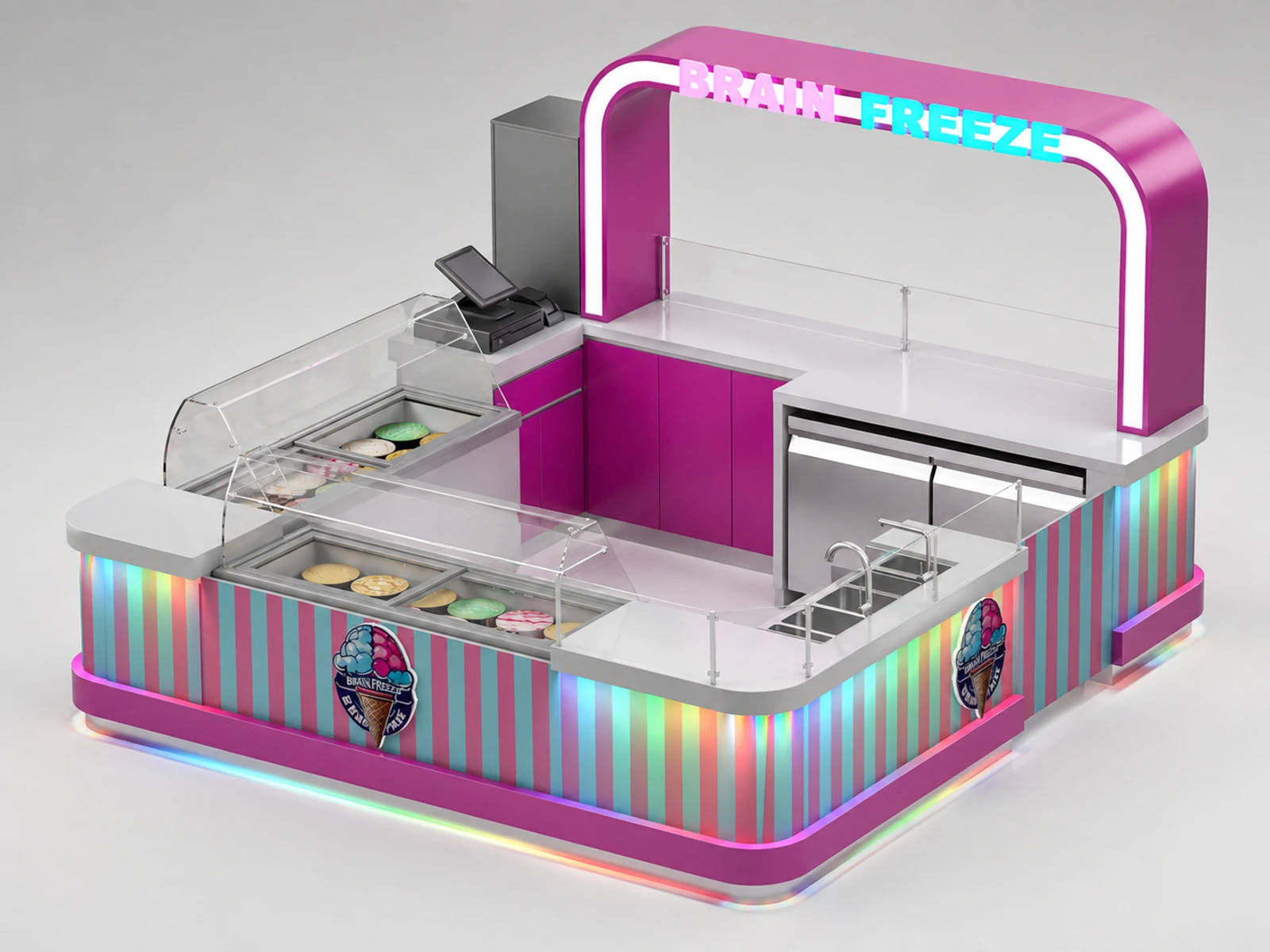 Fashion Ice Cream Kiosk Mall Inside Ice Cream Bar Retail Design — overall kiosk design