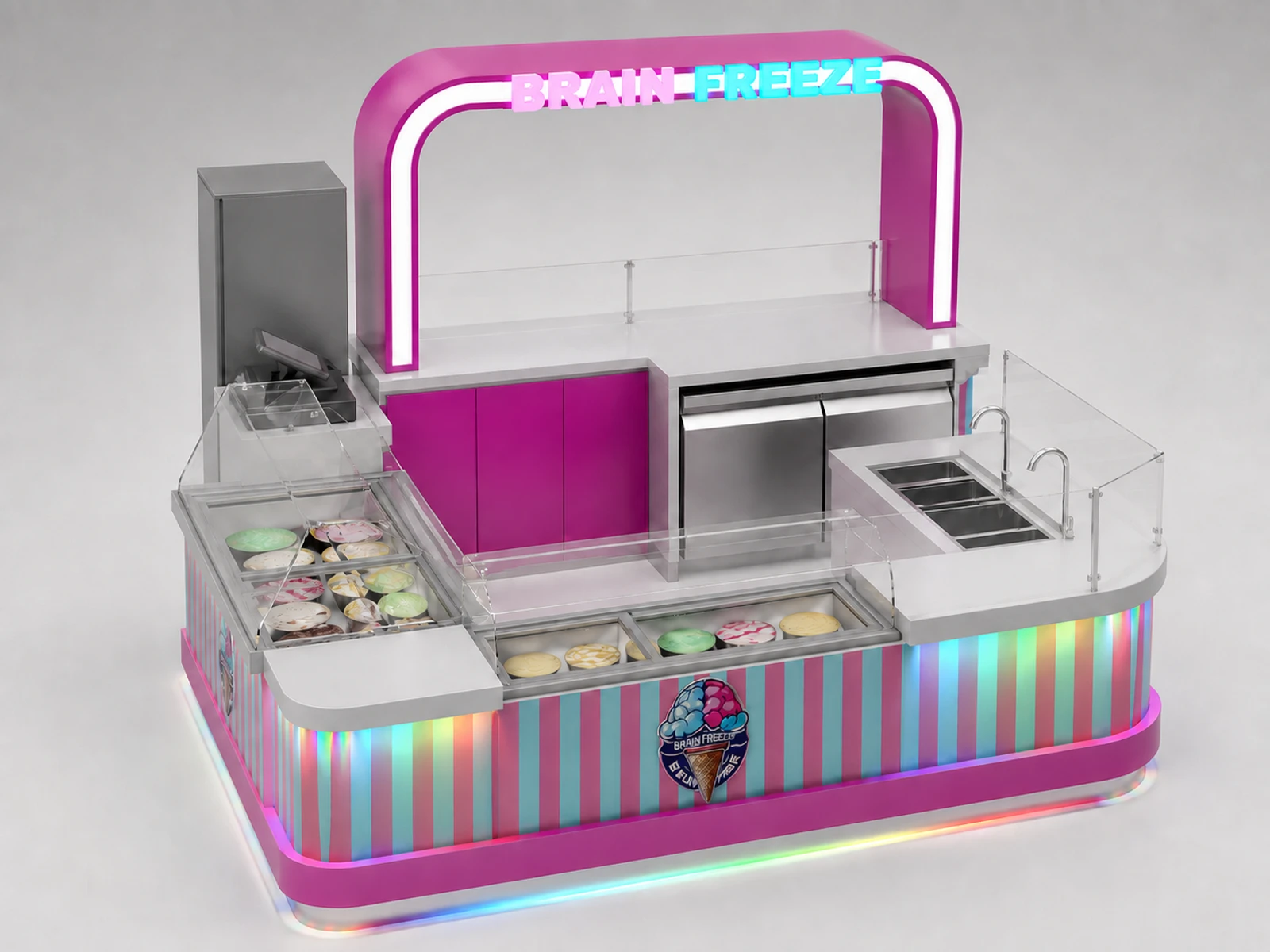 Fashion Ice Cream Kiosk Mall Inside Ice Cream Bar Retail Design — alternate counter perspective