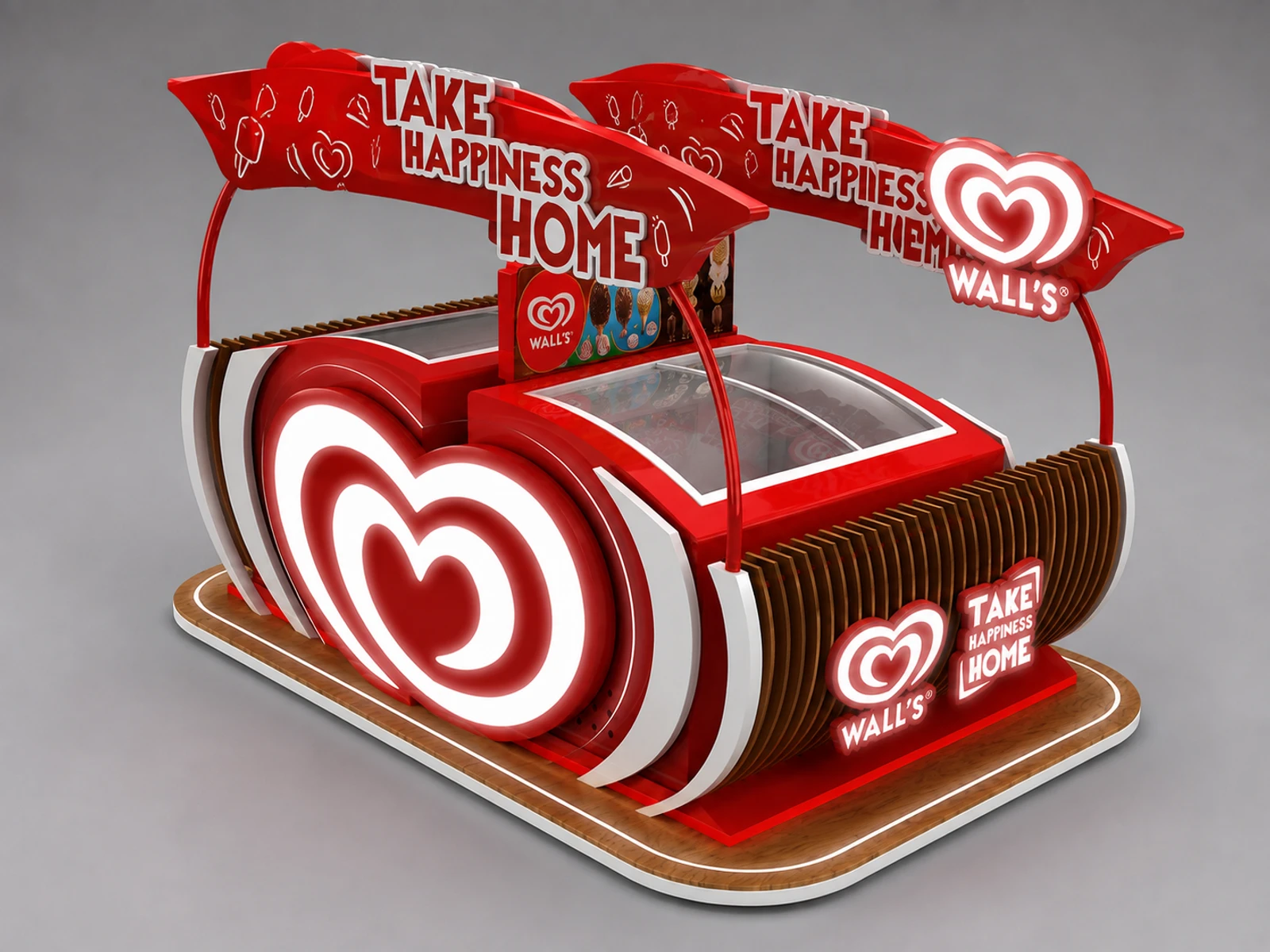 Food Booth Ice Cream Kiosk & Food Display Counter in the Mall for Sale — alternate counter perspective