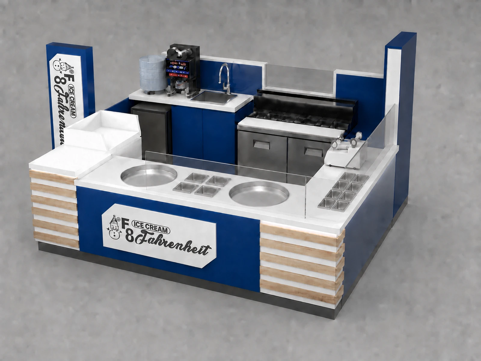 Gelato Snack Kiosk Ice Cream Mall Display Counter Custom Food Ice Cream Booth — alternate counter perspective