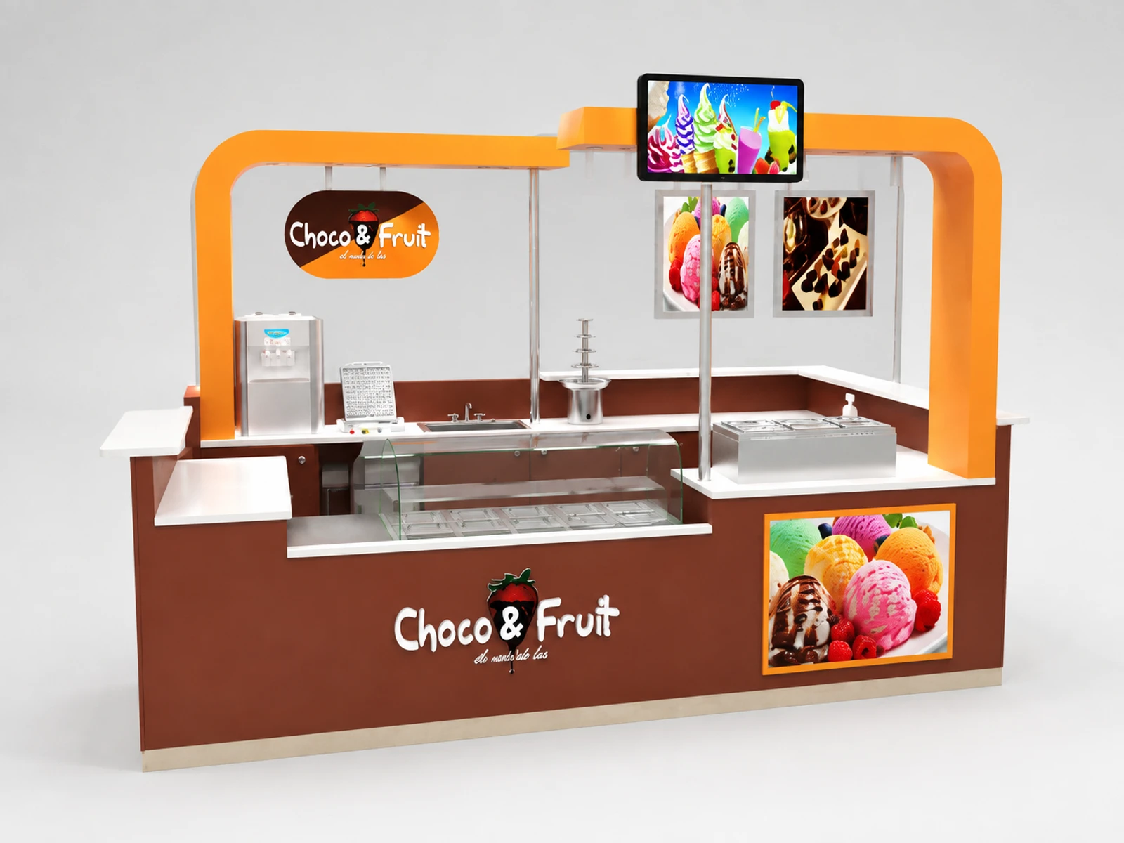 German ice cream display cabinet | custom gelato kiosk — overall kiosk design