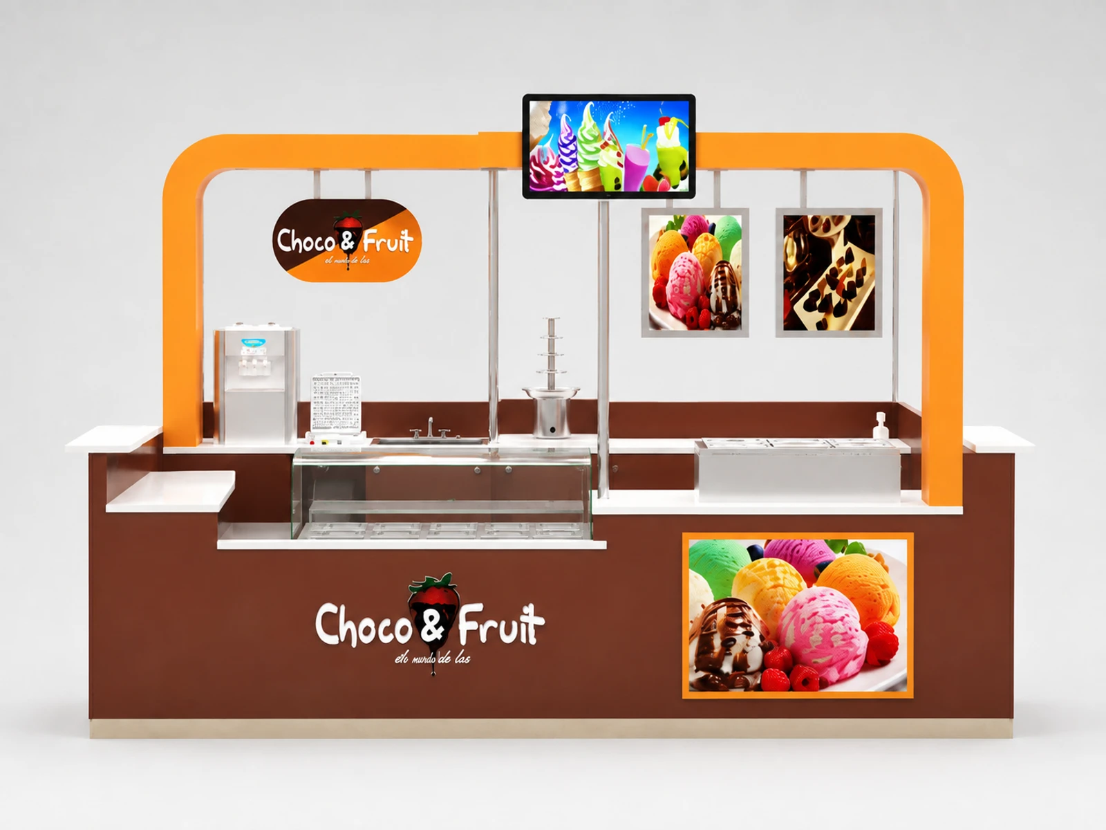 German ice cream display cabinet | custom gelato kiosk — additional service-side perspective