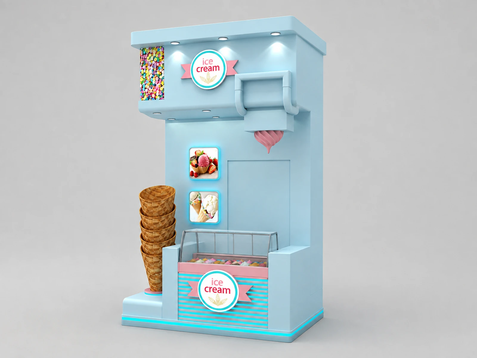 High-end Ice Cream Booth Ice Cream Counter & Ice Cream Kiosk for Sale — alternate counter perspective