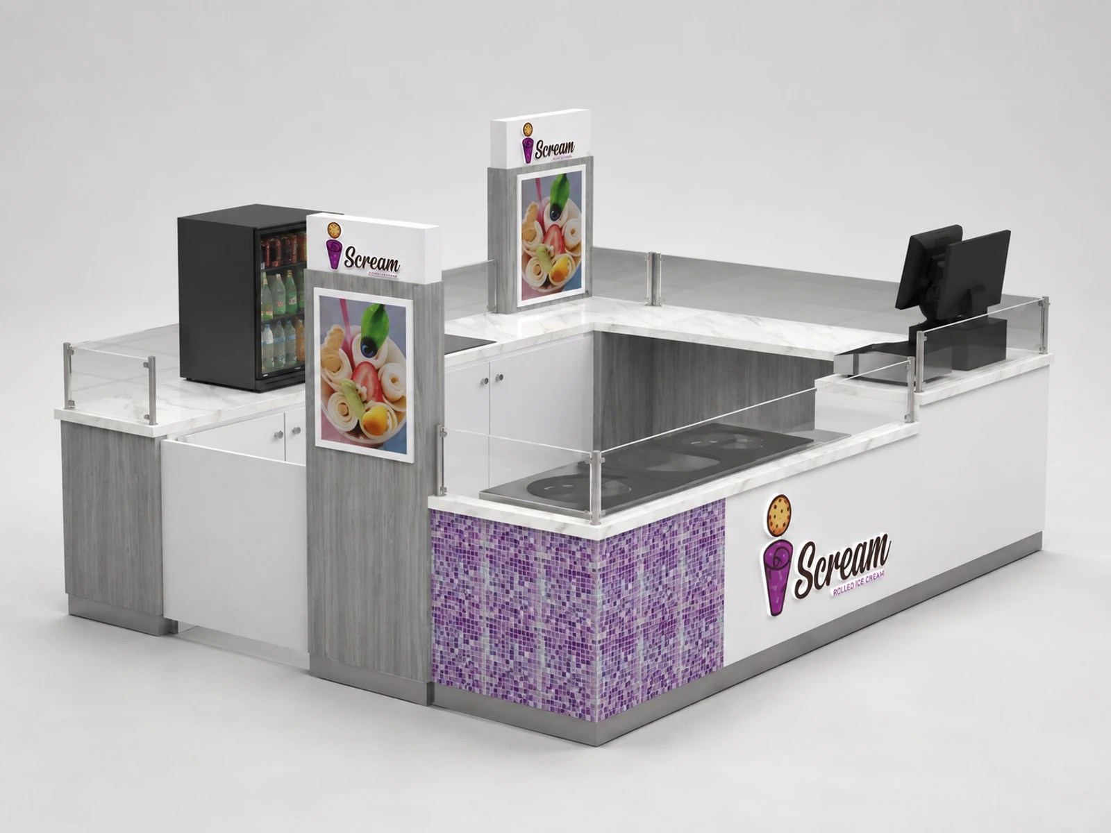 High Quality Ice Cream Kiosk & Ice Cream Counter | Portable Food Stand for Sale — overall kiosk design