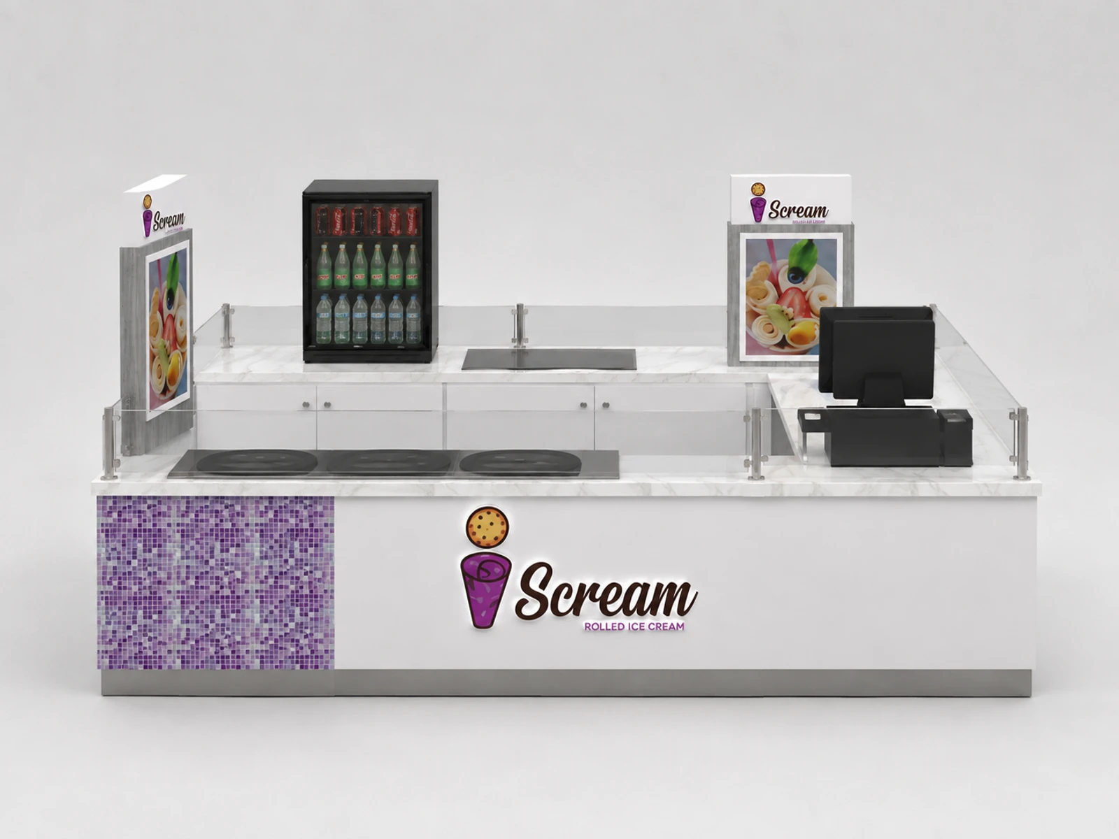 High Quality Ice Cream Kiosk & Ice Cream Counter | Portable Food Stand for Sale — additional service-side perspective