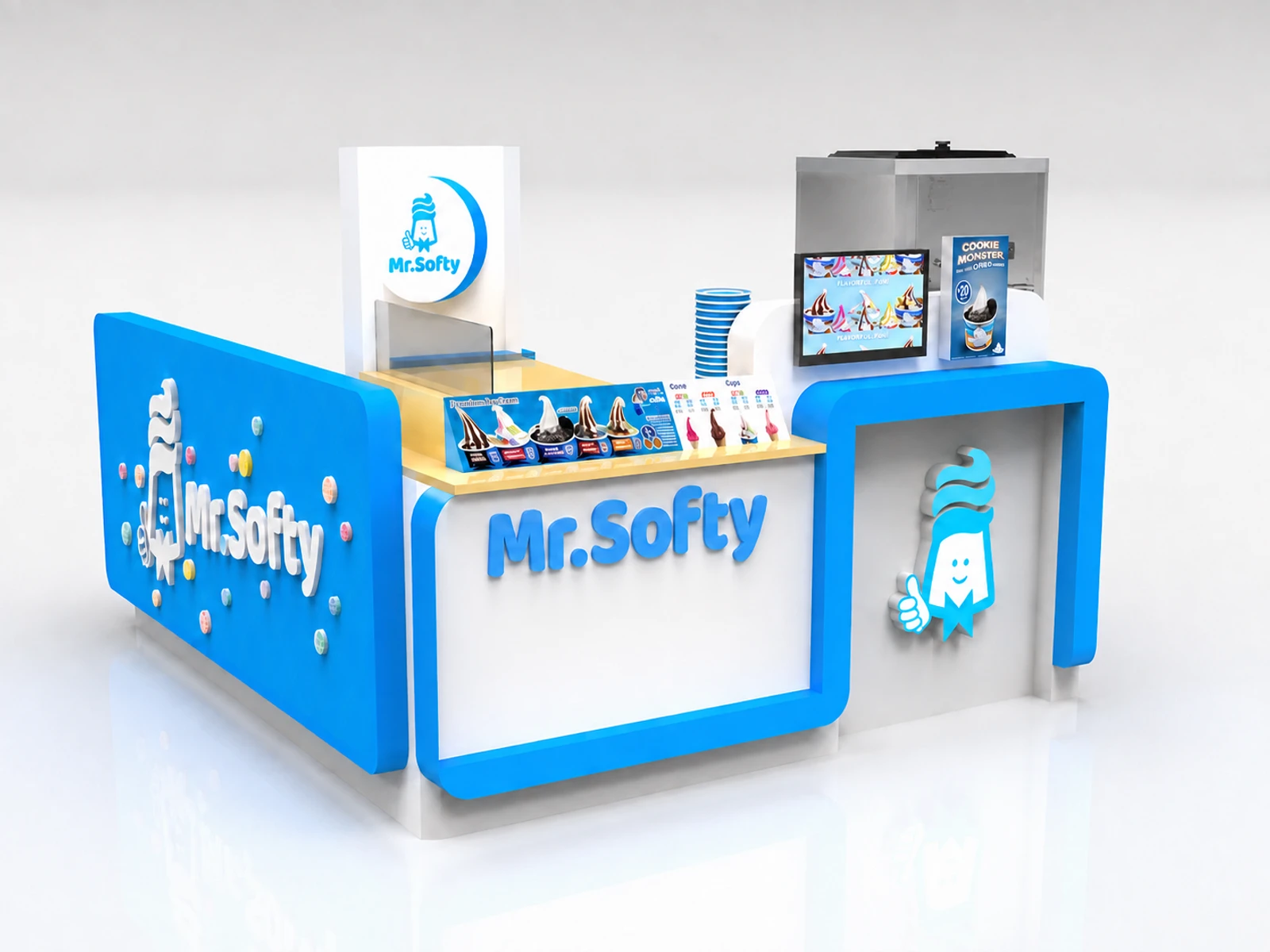 High Quality Ice Cream Kiosk Simple Retail Food Kiosk — alternate counter perspective