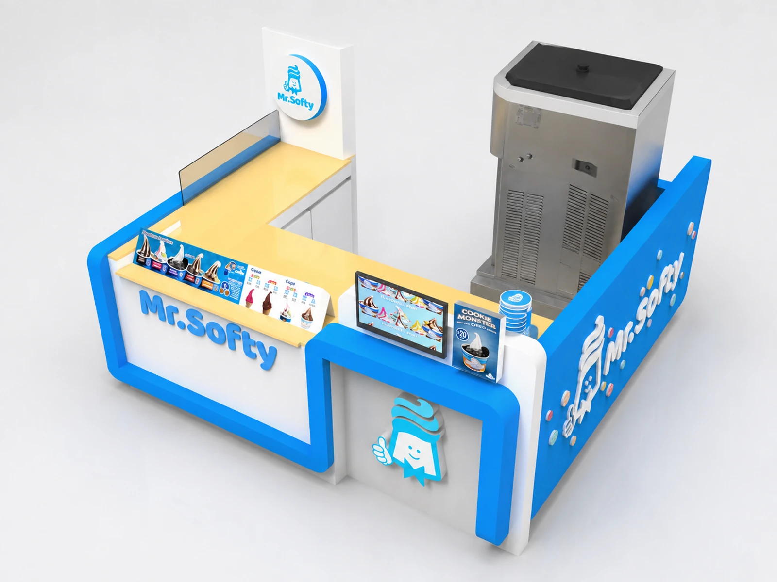 High Quality Ice Cream Kiosk Simple Retail Food Kiosk — elevated layout view