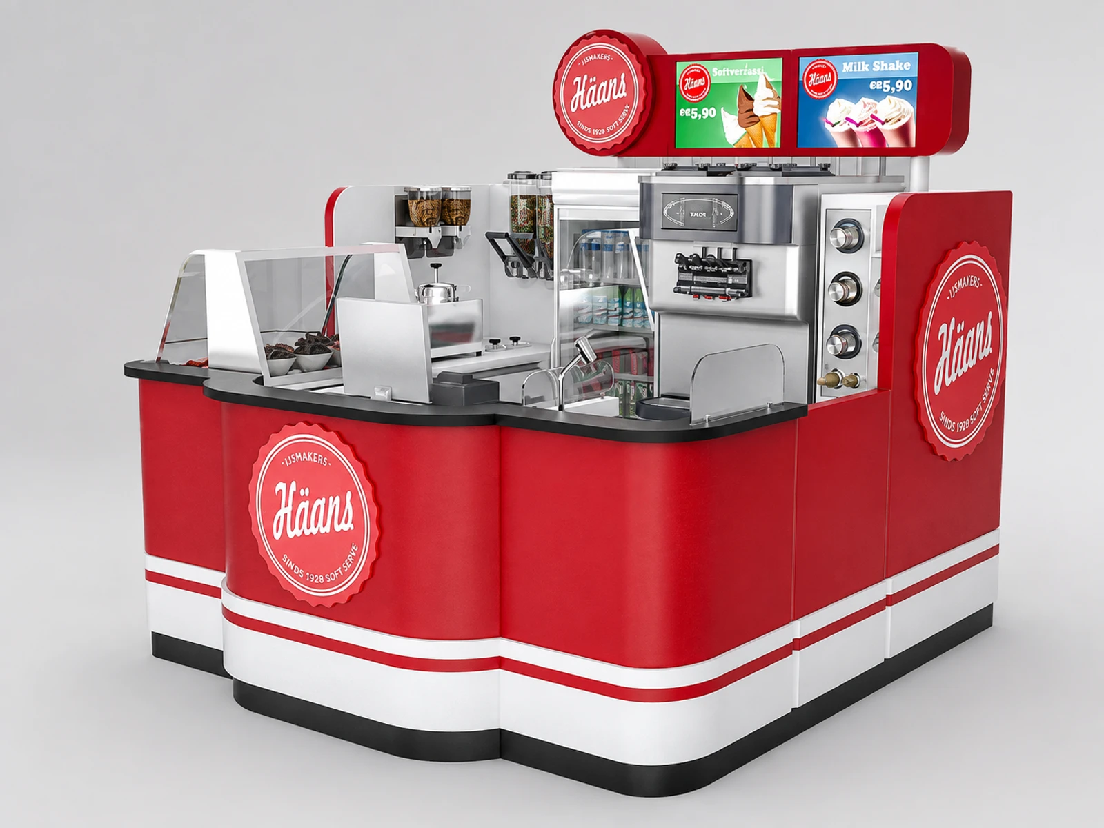 Hot Sell Ice Cream Kiosk & Gelato Display Cabinet Bubble Tea Bar Counter for Supplier — overall kiosk design