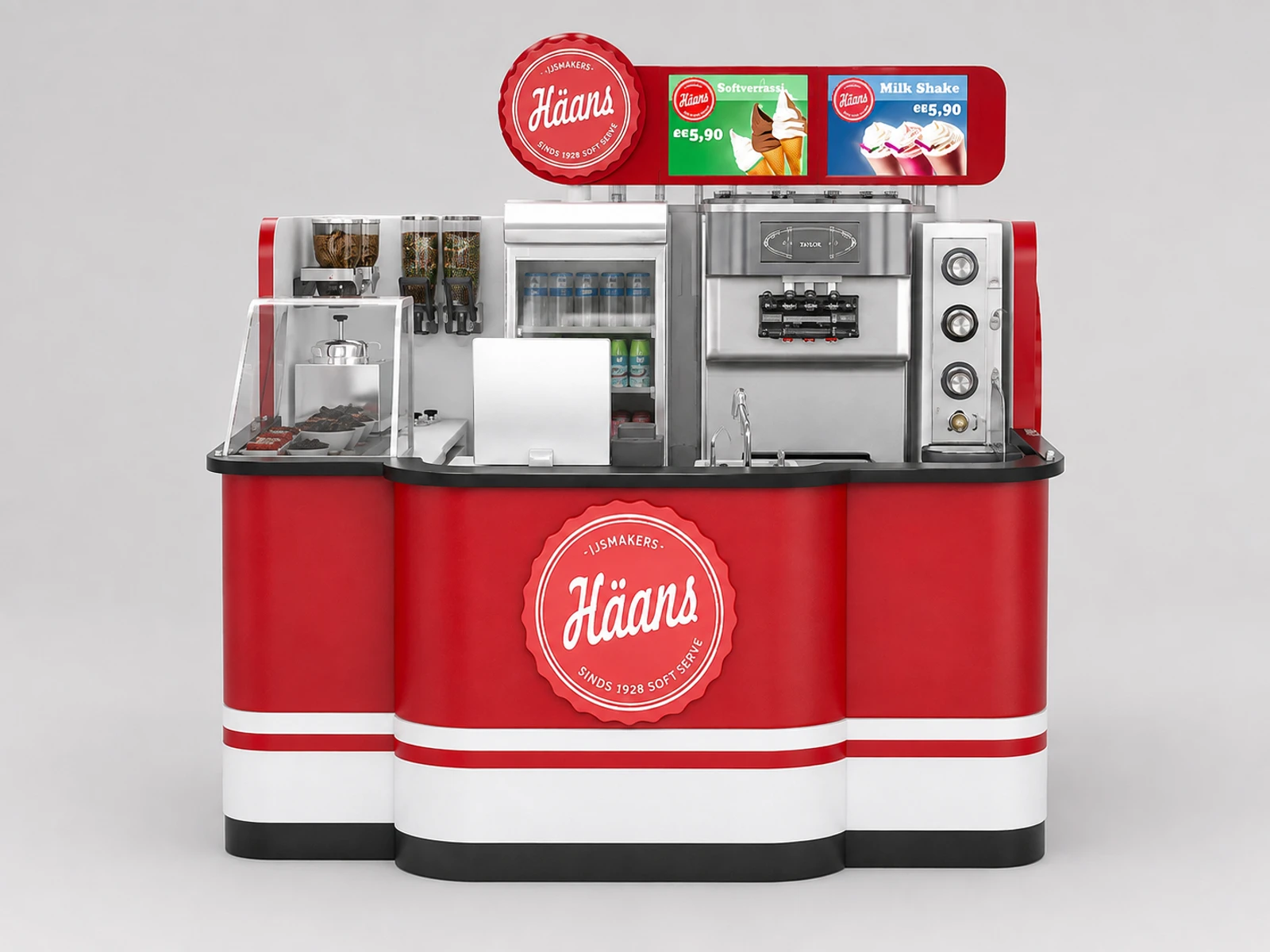 Hot Sell Ice Cream Kiosk & Gelato Display Cabinet Bubble Tea Bar Counter for Supplier — additional service-side perspective
