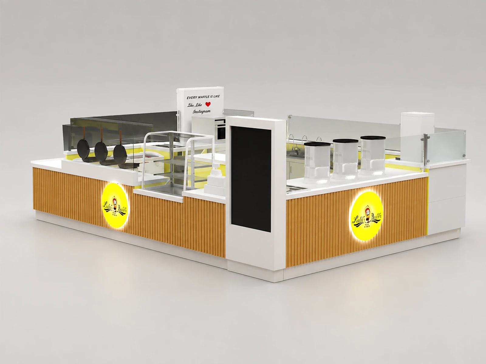Hot Selling Gelato Kiosk & Ice Cream Booth with Professional Design in US Mall — overall kiosk design