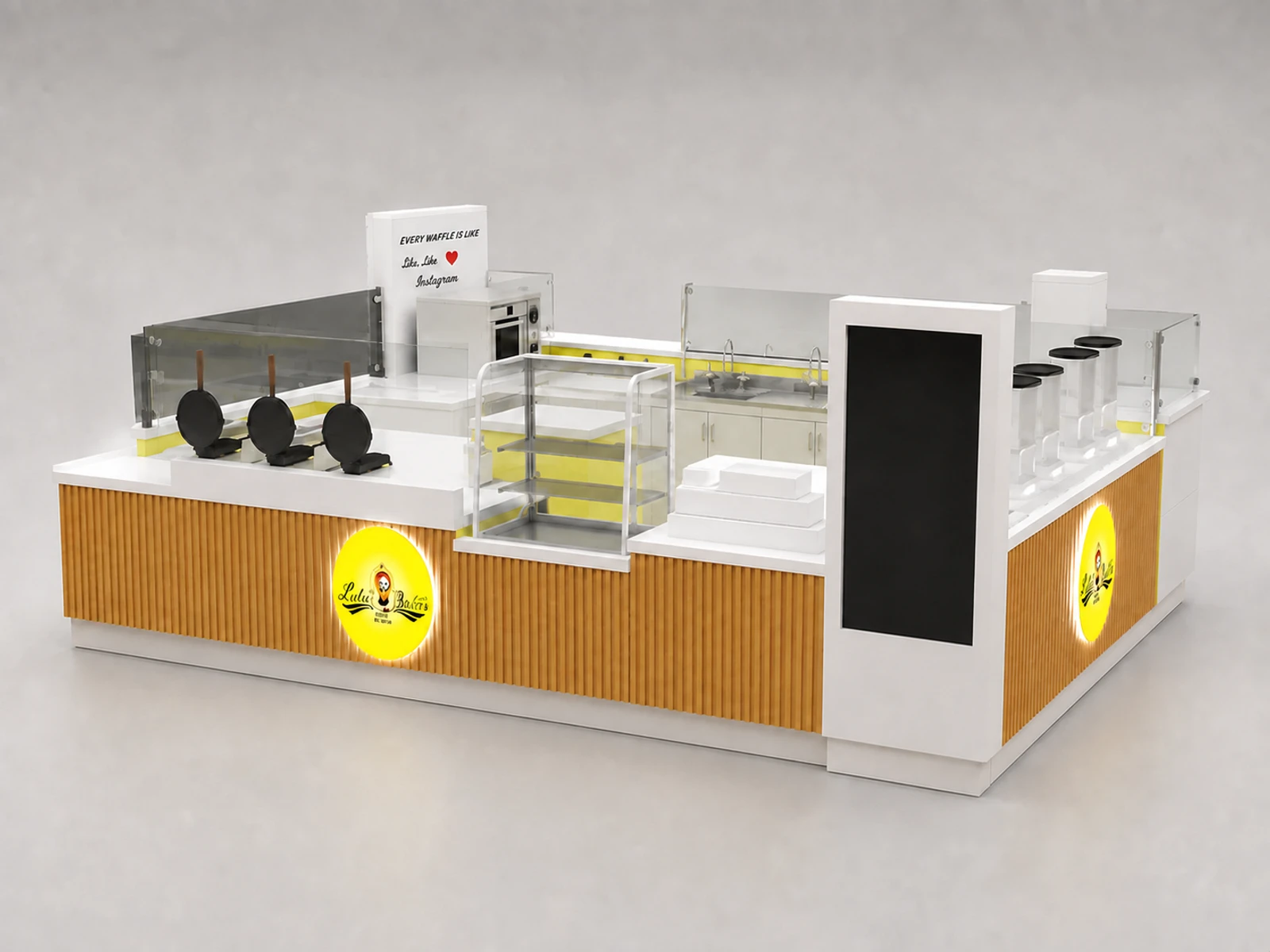 Hot Selling Gelato Kiosk & Ice Cream Booth with Professional Design in US Mall — alternate counter perspective