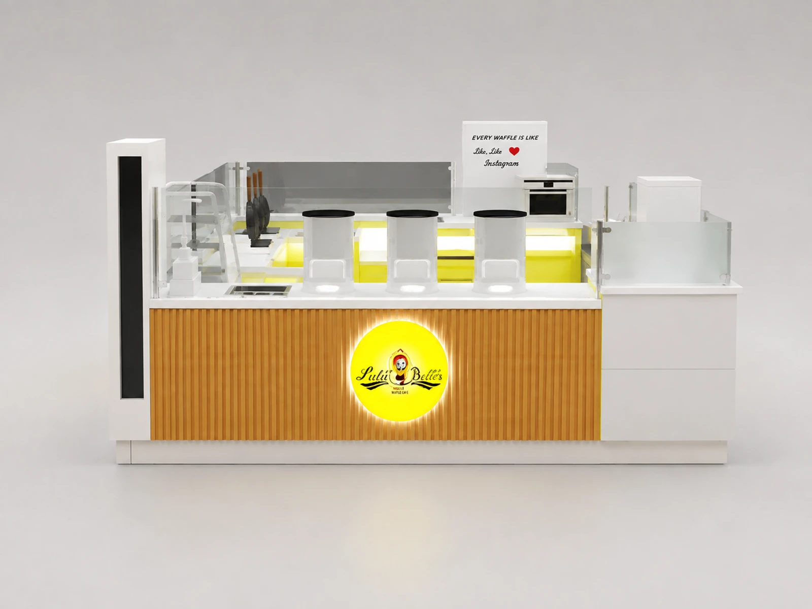 Hot Selling Gelato Kiosk & Ice Cream Booth with Professional Design in US Mall — additional service-side perspective