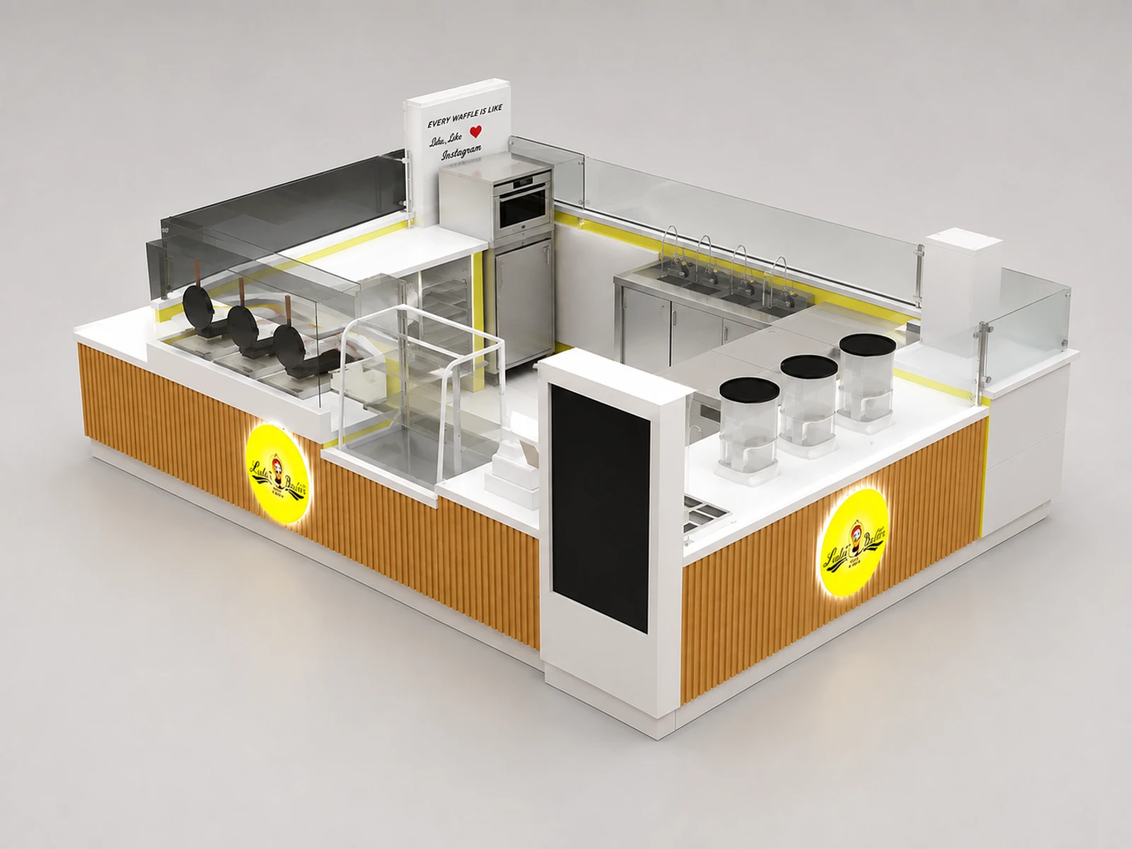 Hot Selling Gelato Kiosk & Ice Cream Booth with Professional Design in US Mall — elevated layout view