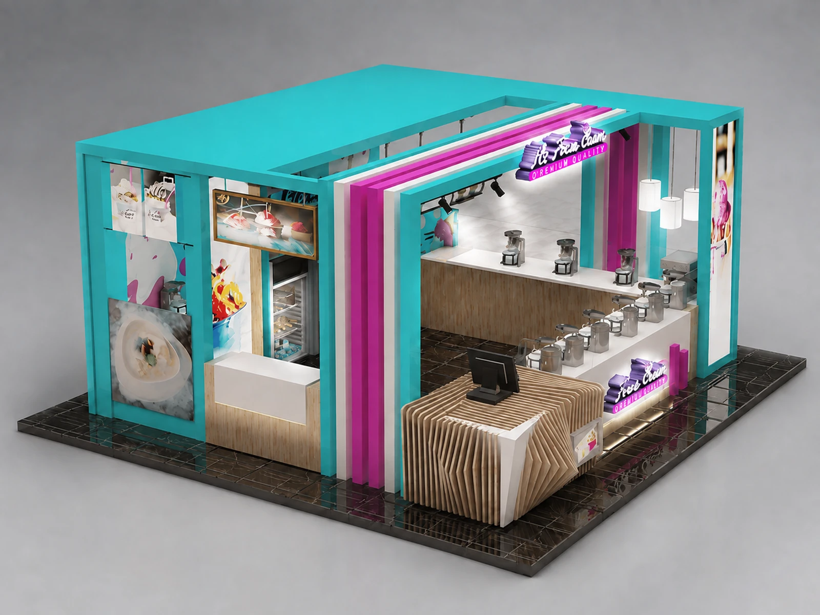 Hot Selling Gelato Kiosk & Ice Cream Display Stand for Sale — overall kiosk design