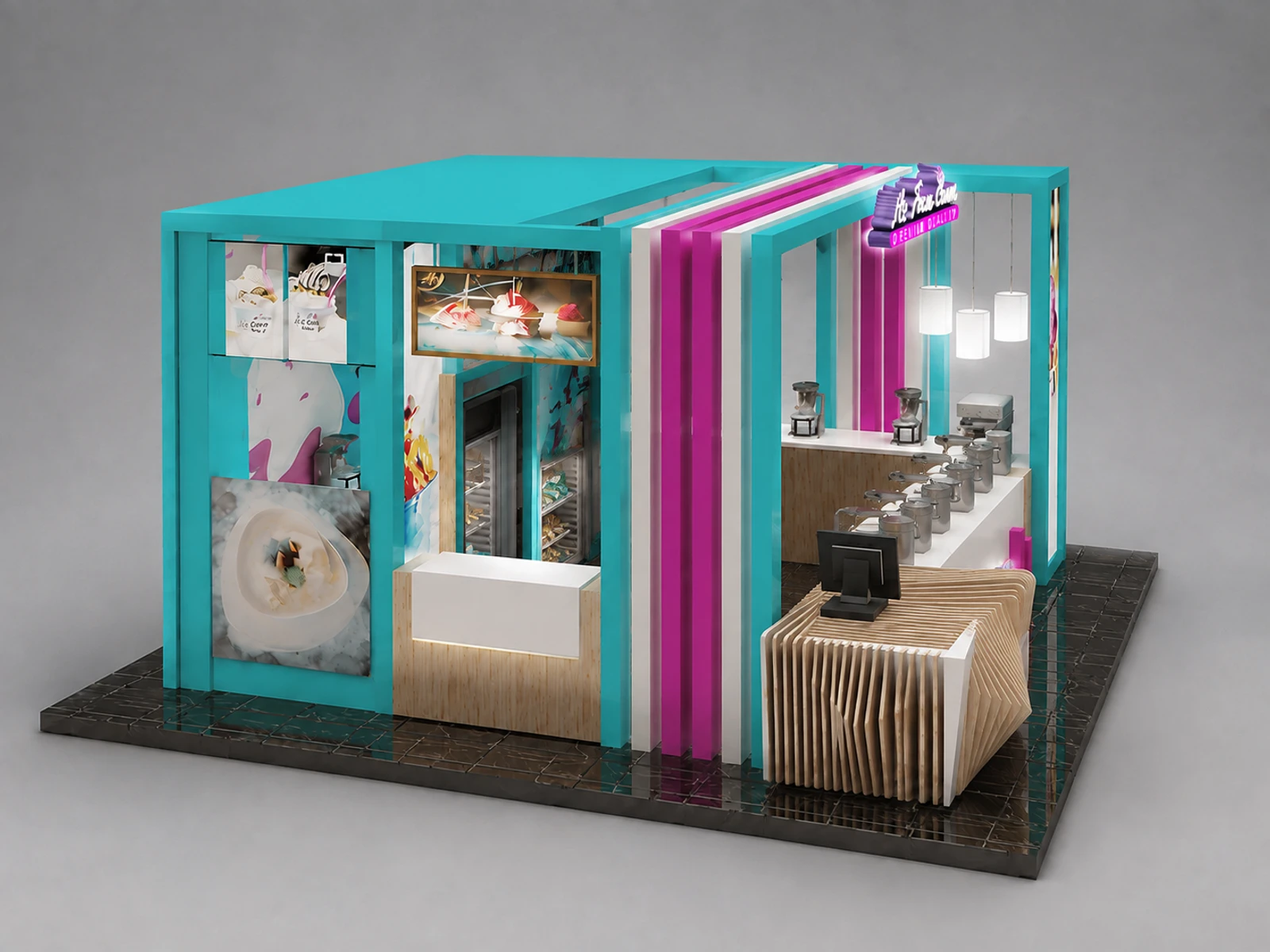 Hot Selling Gelato Kiosk & Ice Cream Display Stand for Sale — additional service-side perspective