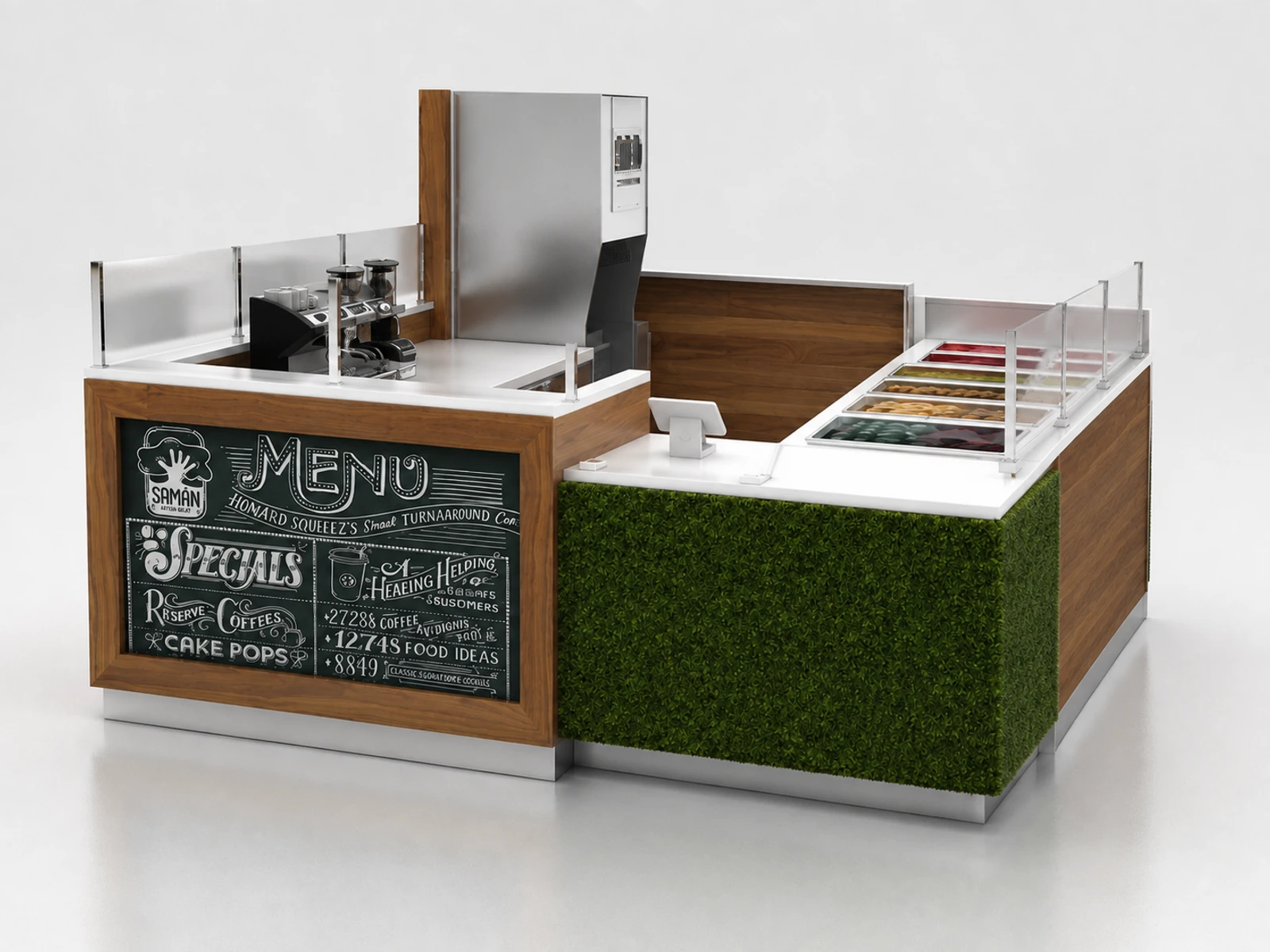 Hot Selling Ice Cream Kiosk & Yogurt Display Counter for Gelato Booth for Sale — alternate counter perspective